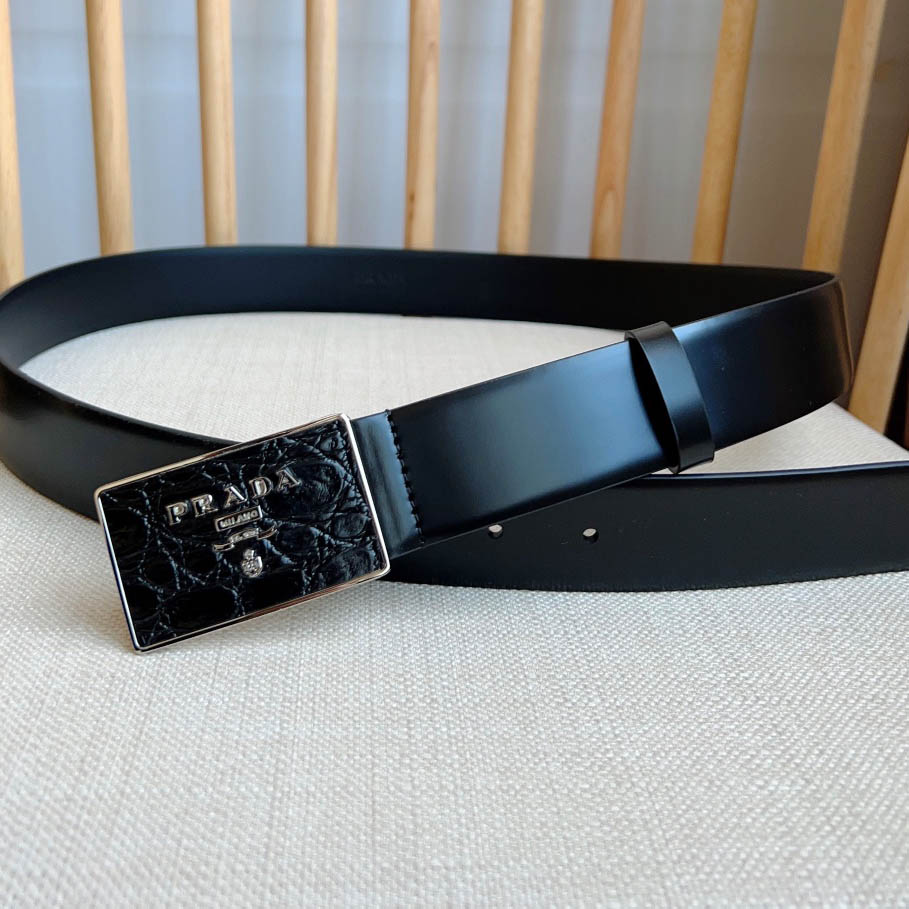 Prada Saffiano Leather Belt - DopestKickz