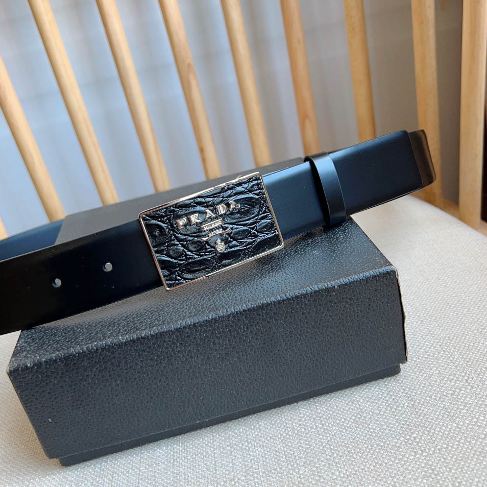 Prada Saffiano Leather Belt - DopestKickz