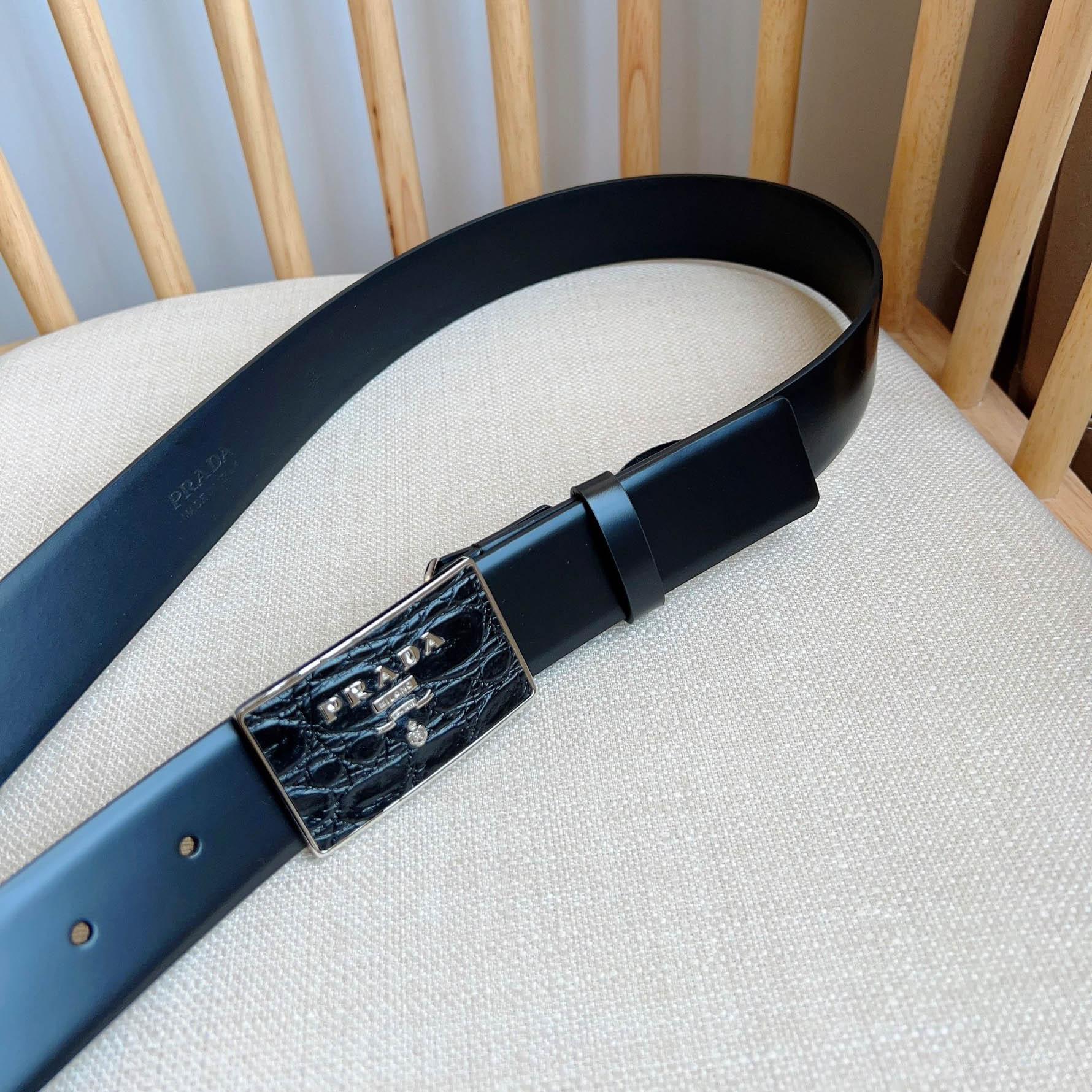 Prada Saffiano Leather Belt - DopestKickz