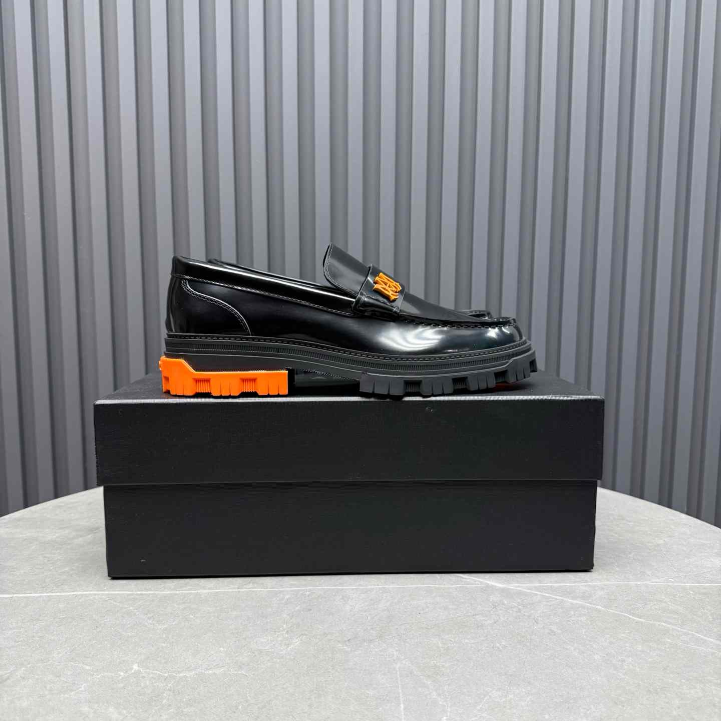 Amiri Military Leather Loafers Black/Orange - DopestKickz