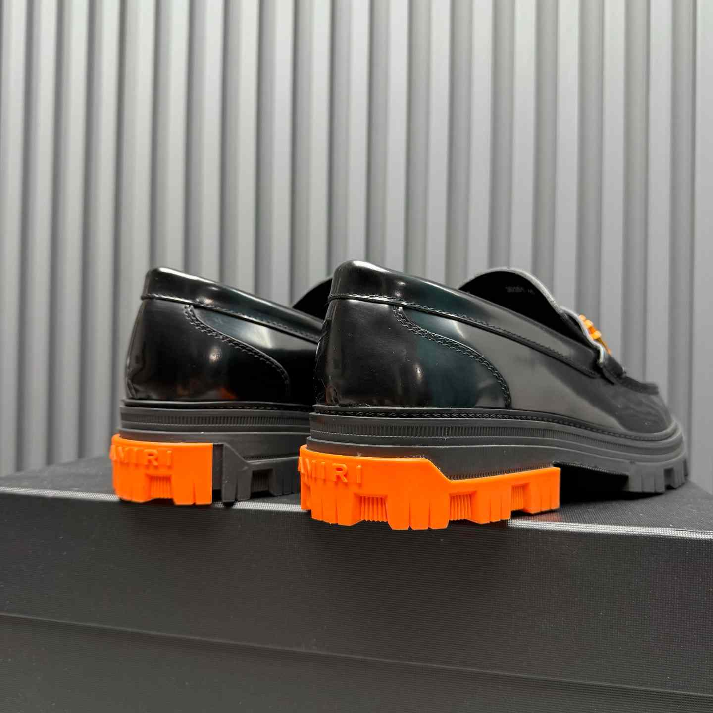Amiri Military Leather Loafers Black/Orange - DopestKickz