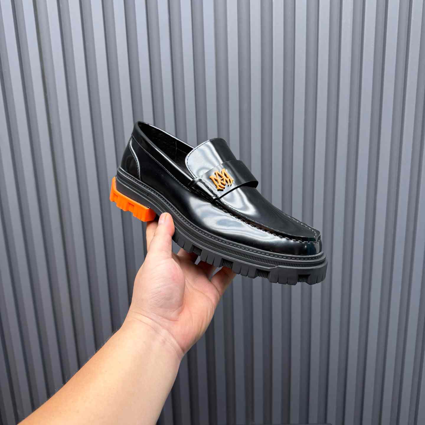 Amiri Military Leather Loafers Black/Orange - DopestKickz
