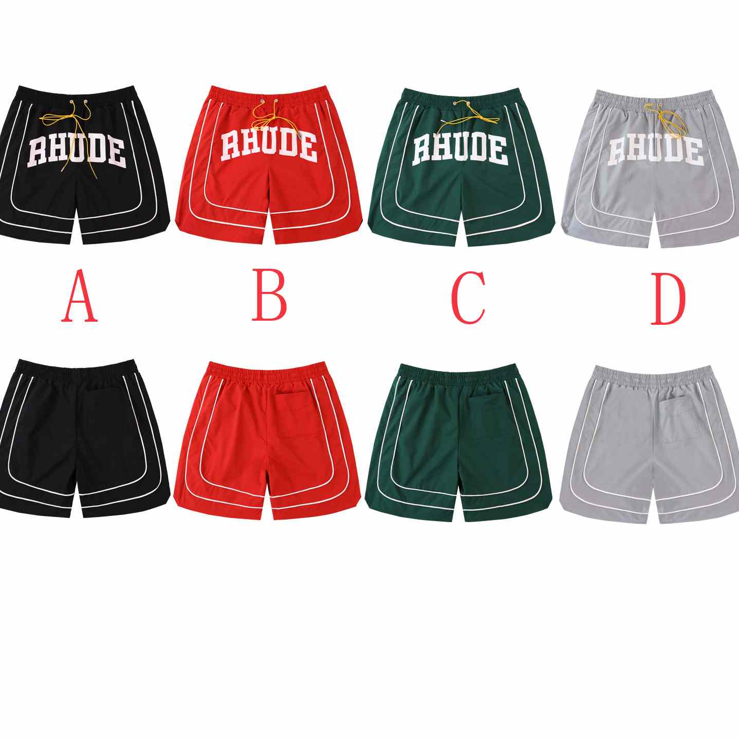 Rhude Baggy Collegiate Logo Short - DopestKickz