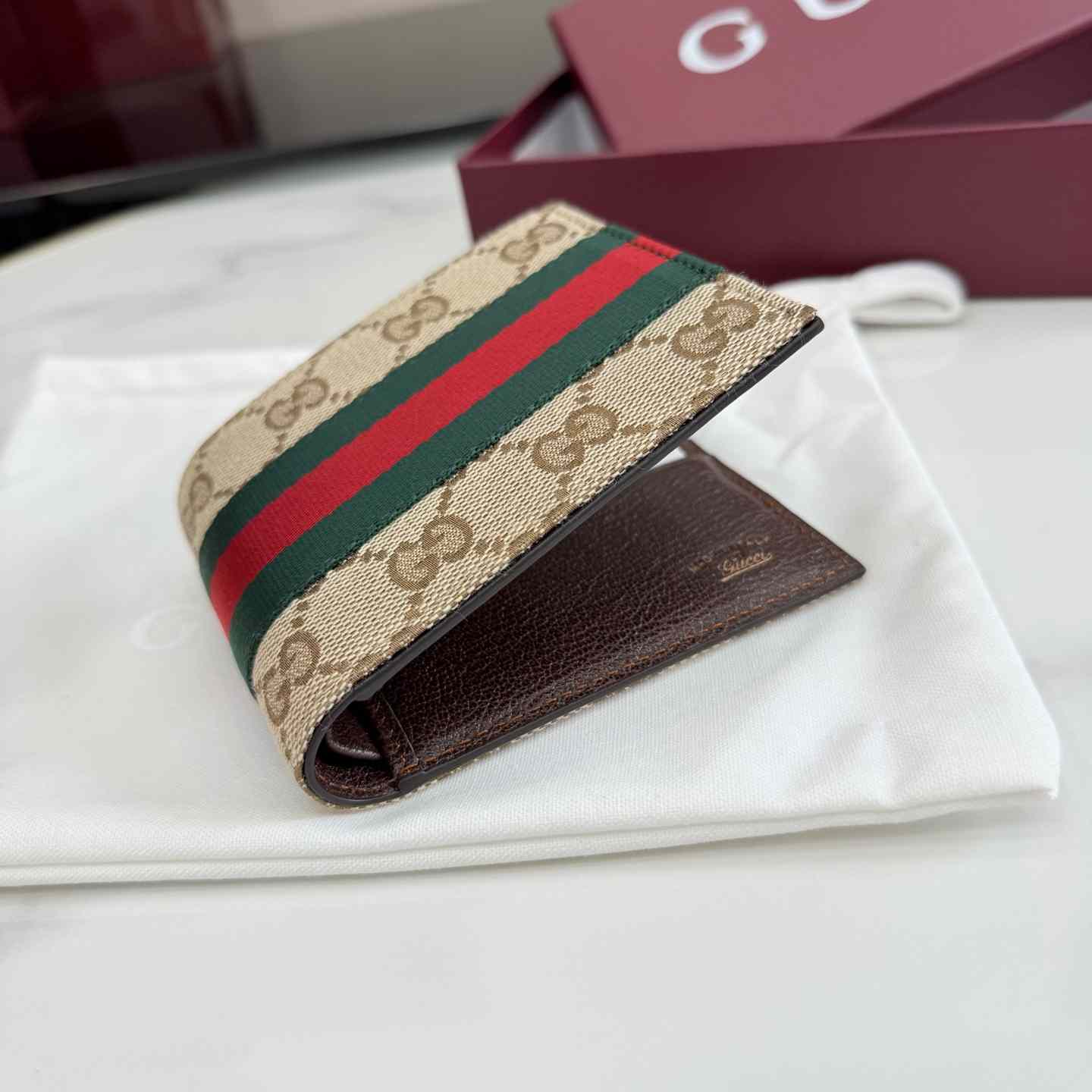 Gucci Bi-fold Wallet With Web - DopestKickz