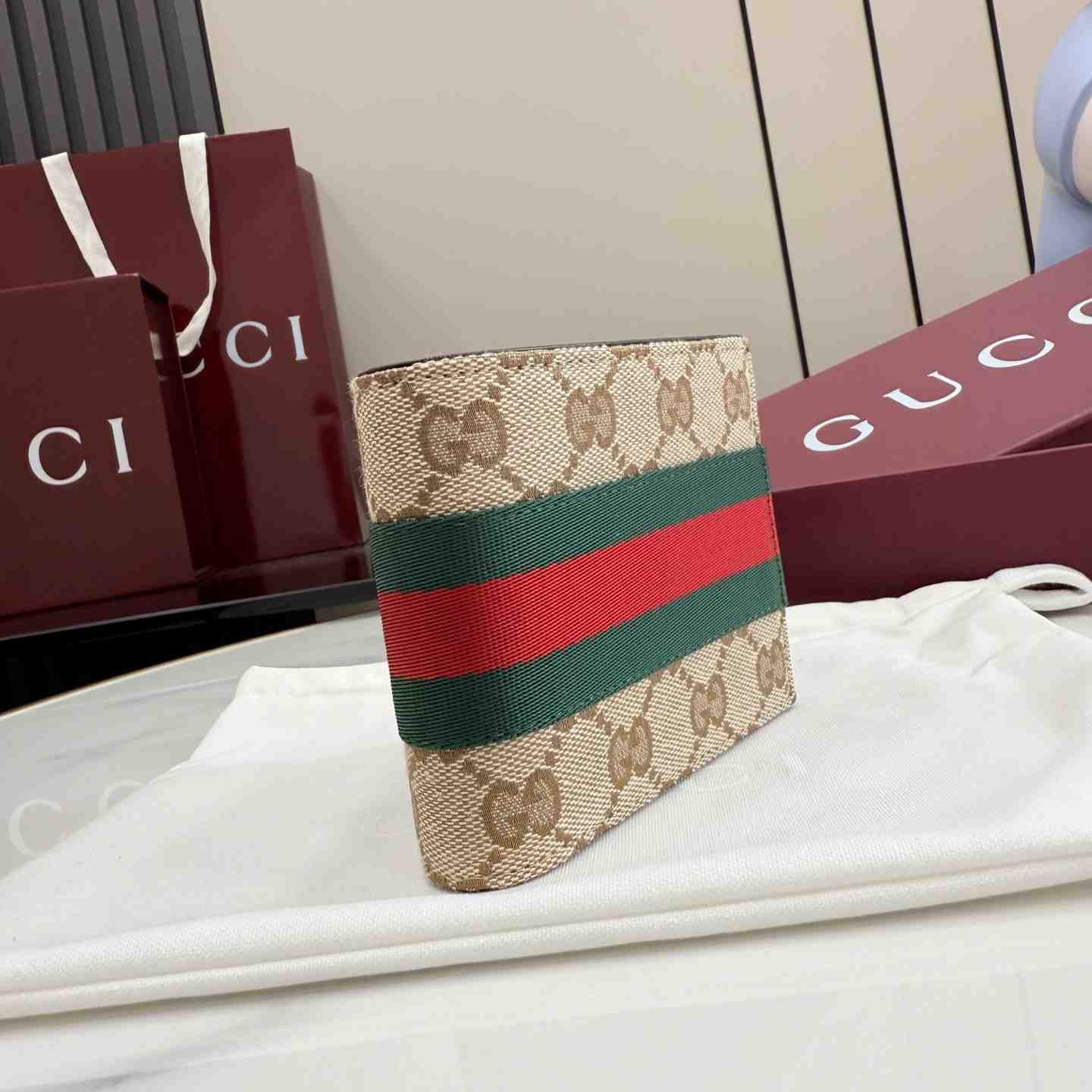 Gucci Bi-fold Wallet With Web - DopestKickz