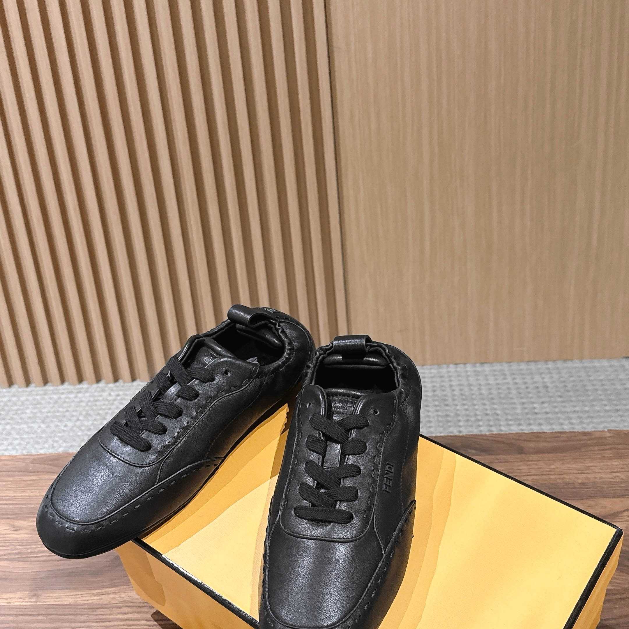 Fendi Black Leather Low-Tops Sneakers - DopestKickz