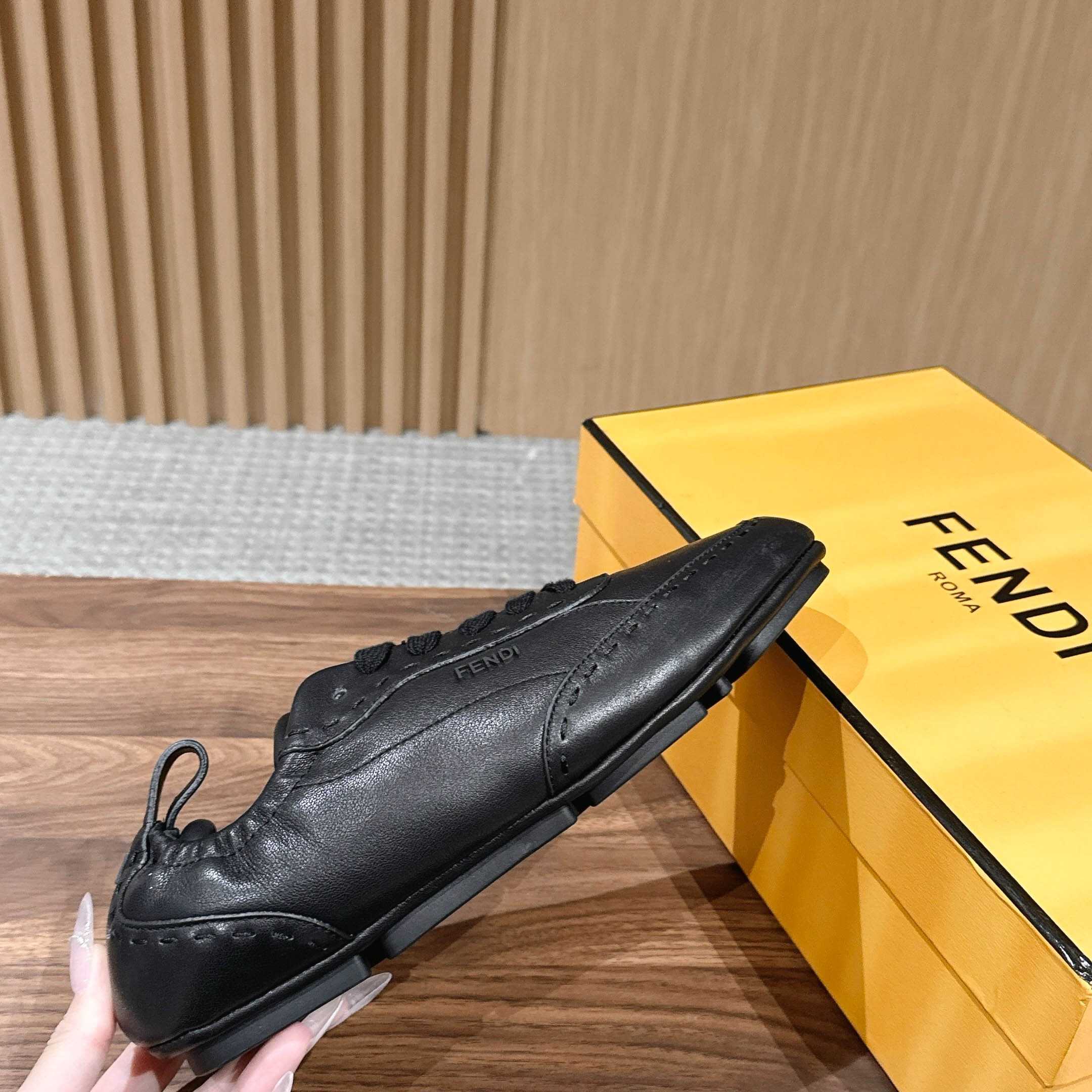 Fendi Black Leather Low-Tops Sneakers - DopestKickz