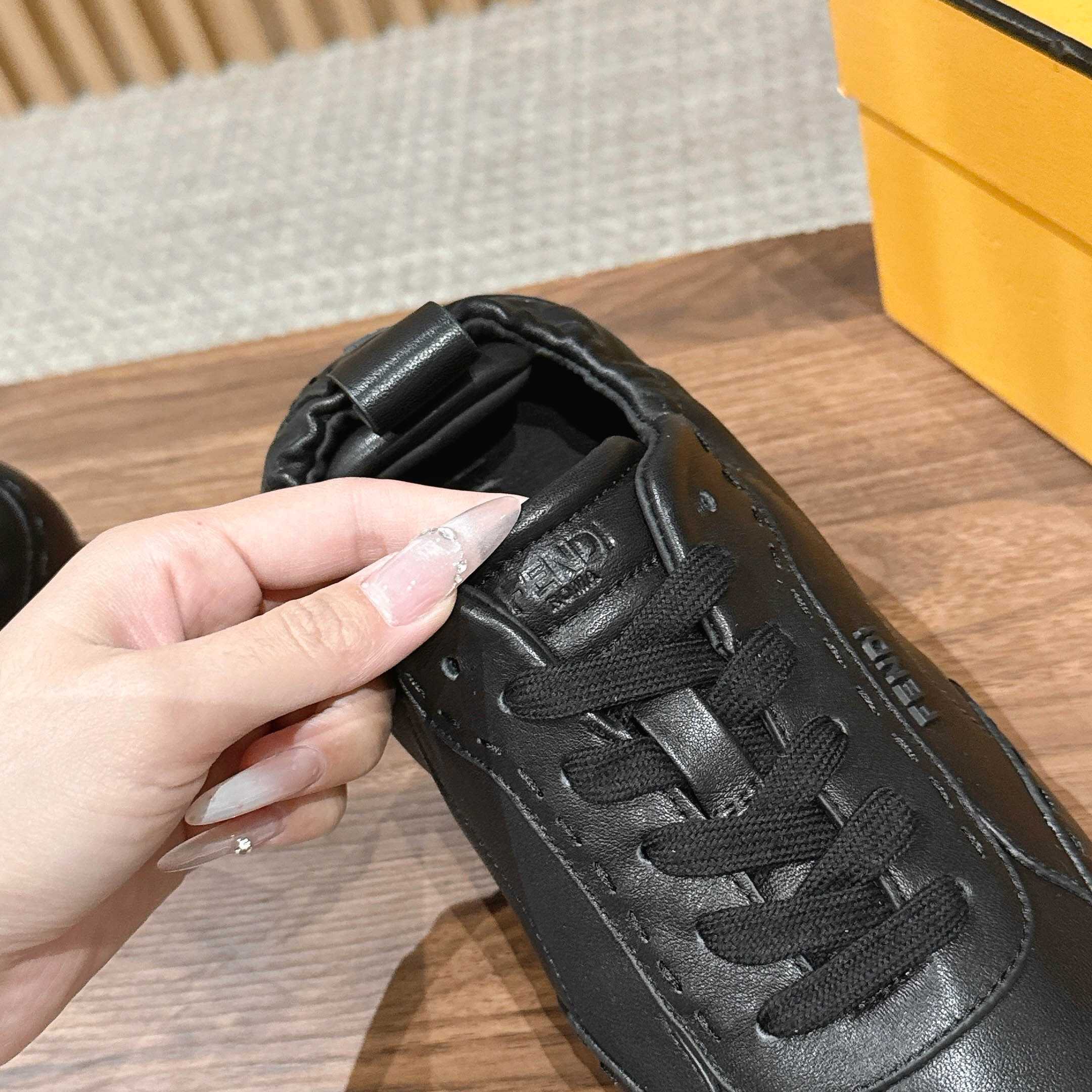 Fendi Black Leather Low-Tops Sneakers - DopestKickz