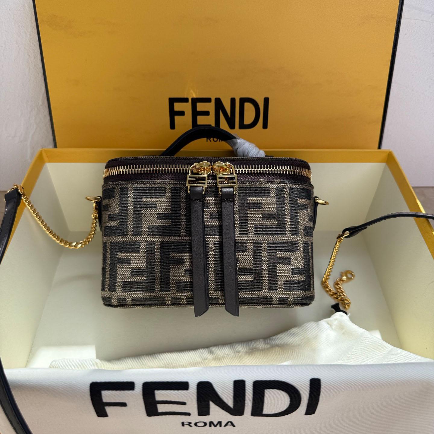 Fendi Tobacco Brown FF Jacquard Fabric Mini-Bag - DopestKickz