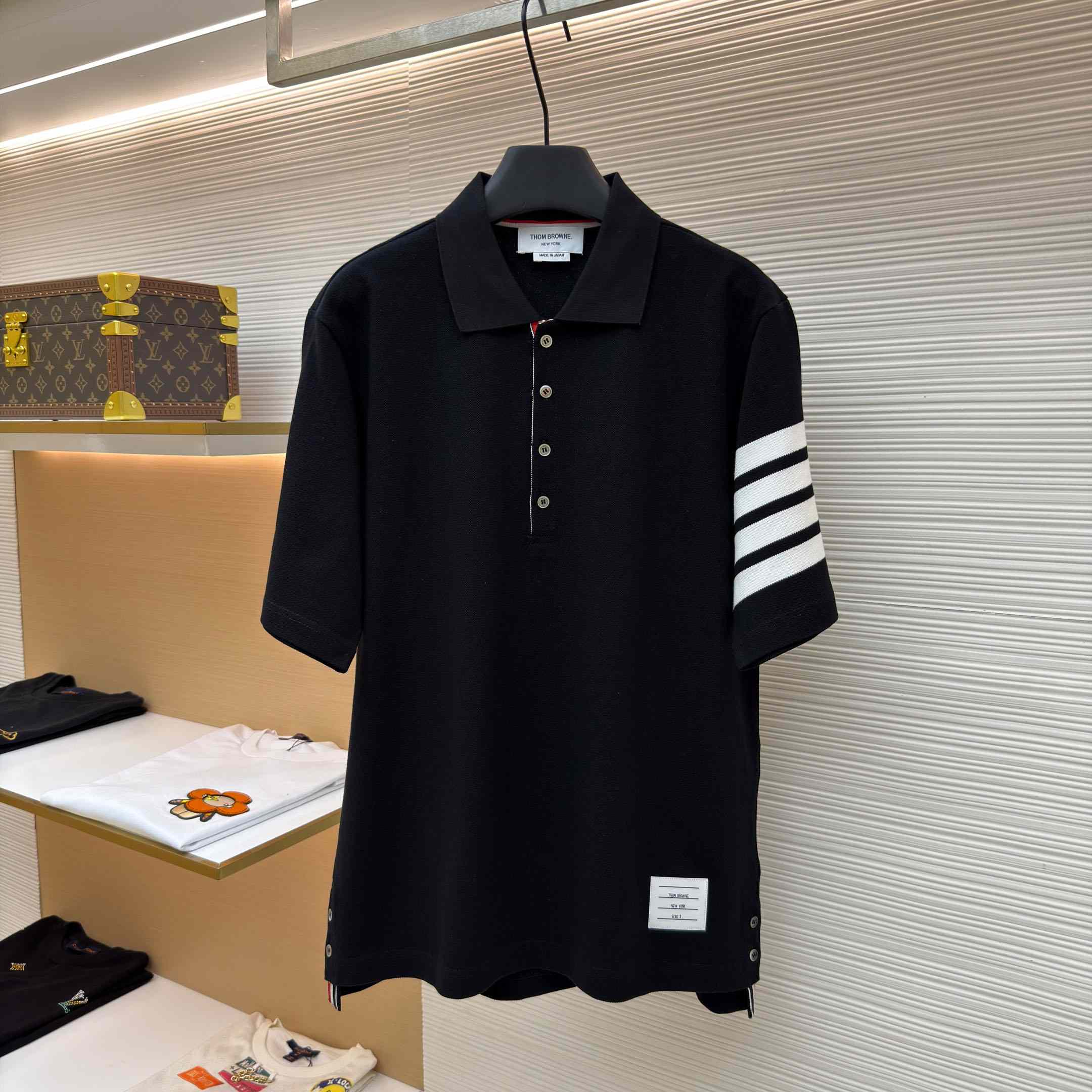 Thom Browne Classic Pique 4-Bar Short Sleeve Polo   - DopestKickz