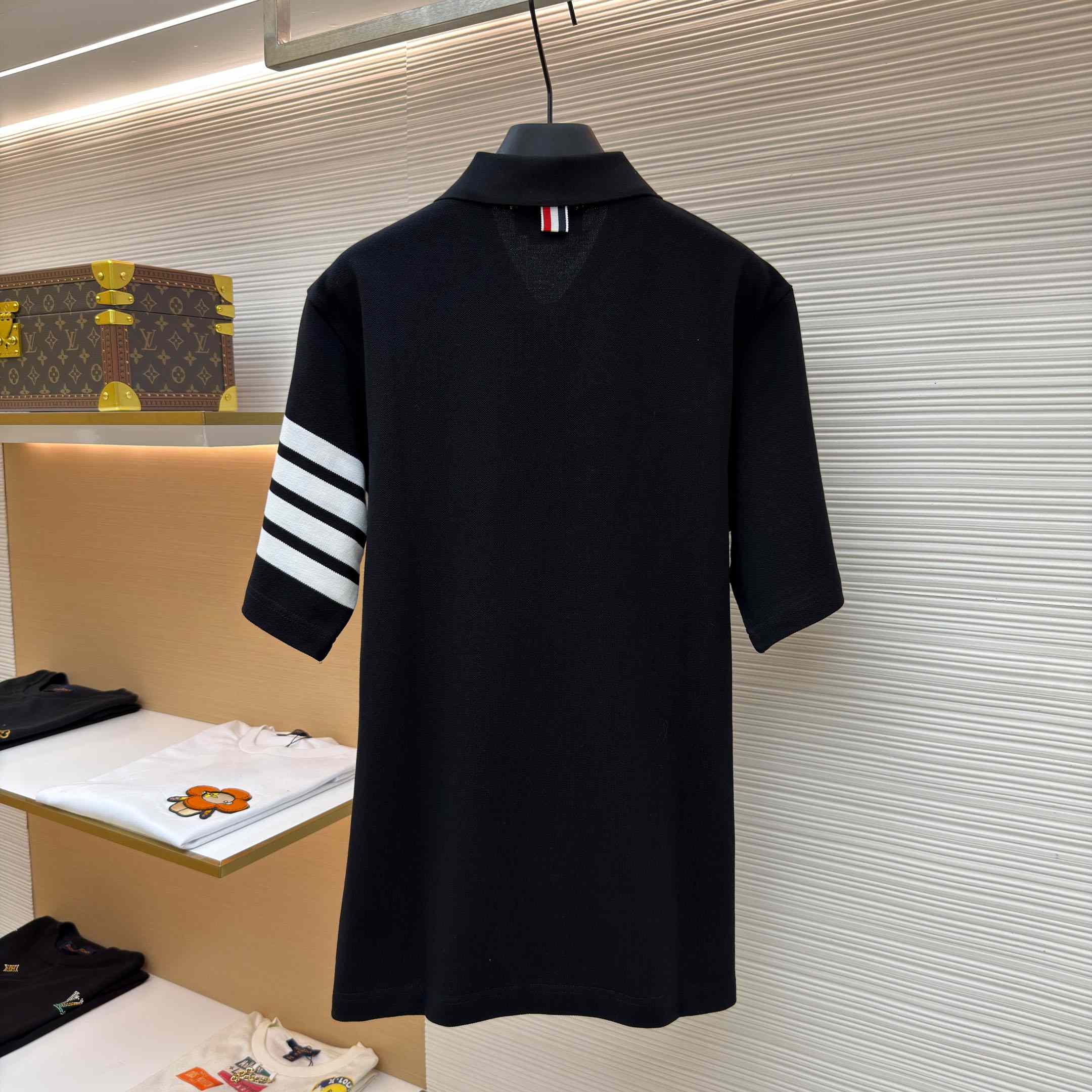 Thom Browne Classic Pique 4-Bar Short Sleeve Polo   - DopestKickz