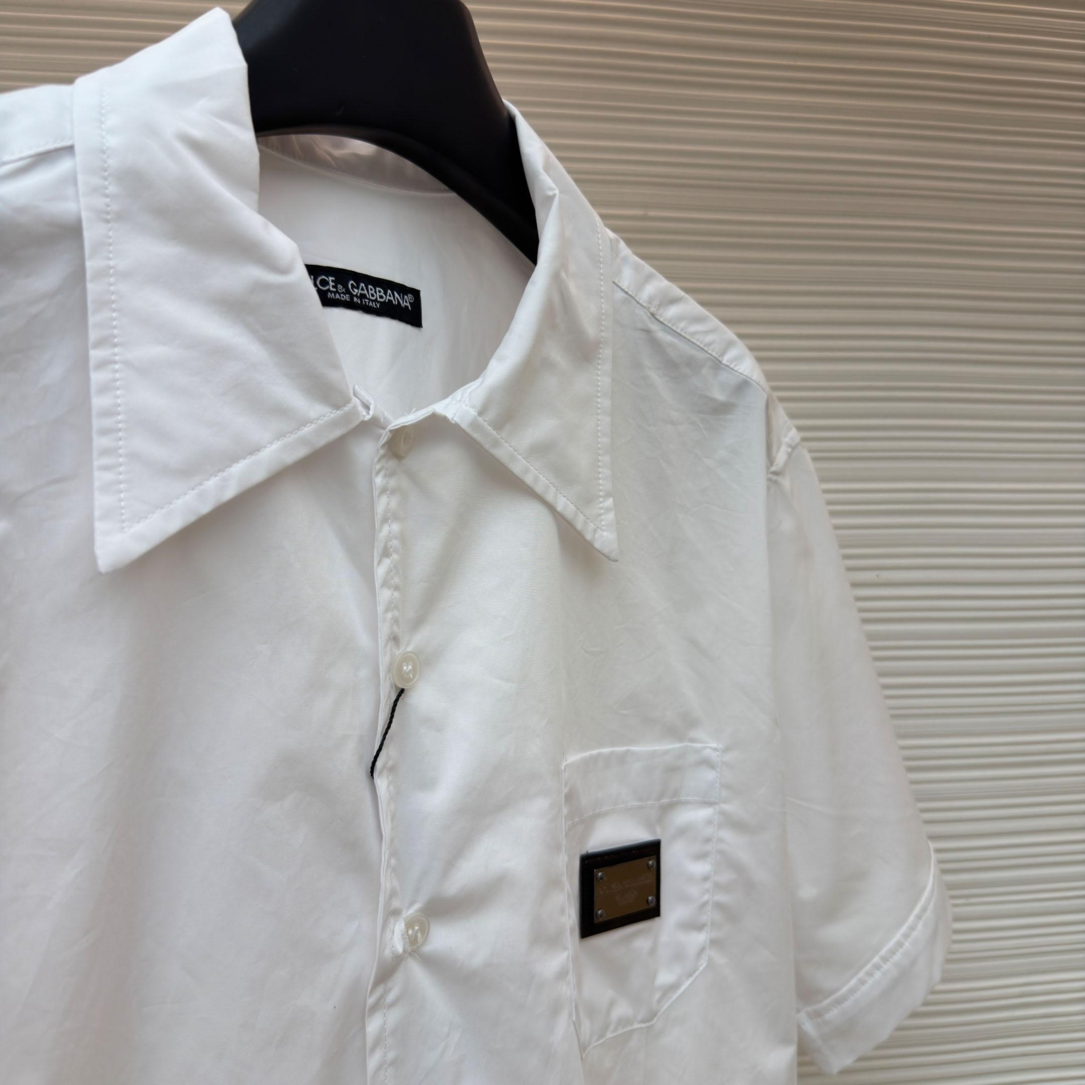 Dolce & Gabbana Logo Plaque Cotton Short Sleeved Shirt - DopestKickz