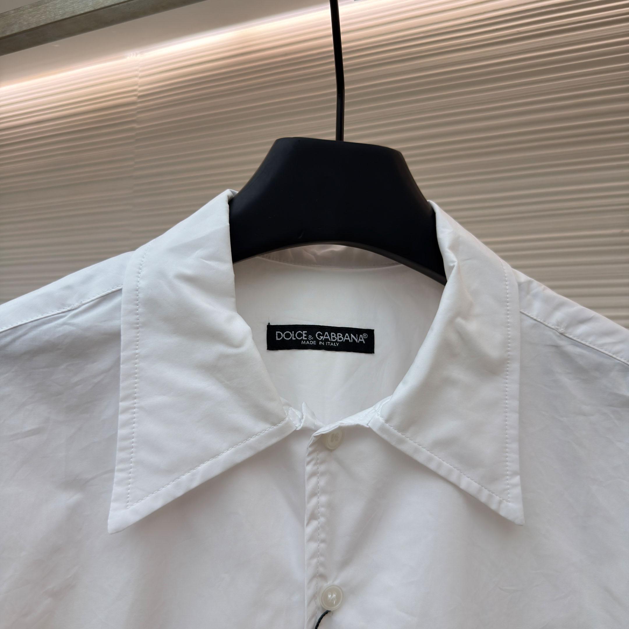 Dolce & Gabbana Logo Plaque Cotton Short Sleeved Shirt - DopestKickz