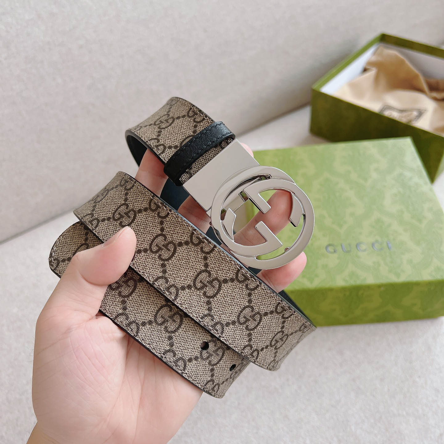 Gucci  Reversible Belt With Interlocking G Buckle - DopestKickz