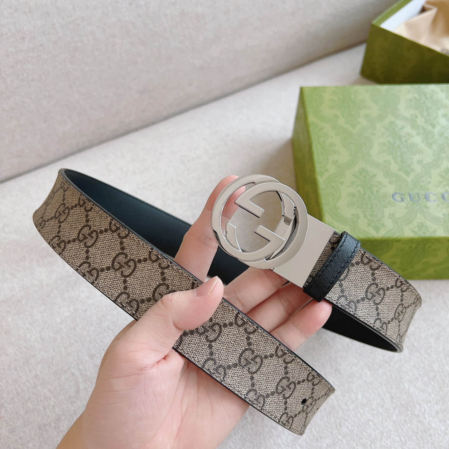 Gucci  Reversible Belt With Interlocking G Buckle - DopestKickz