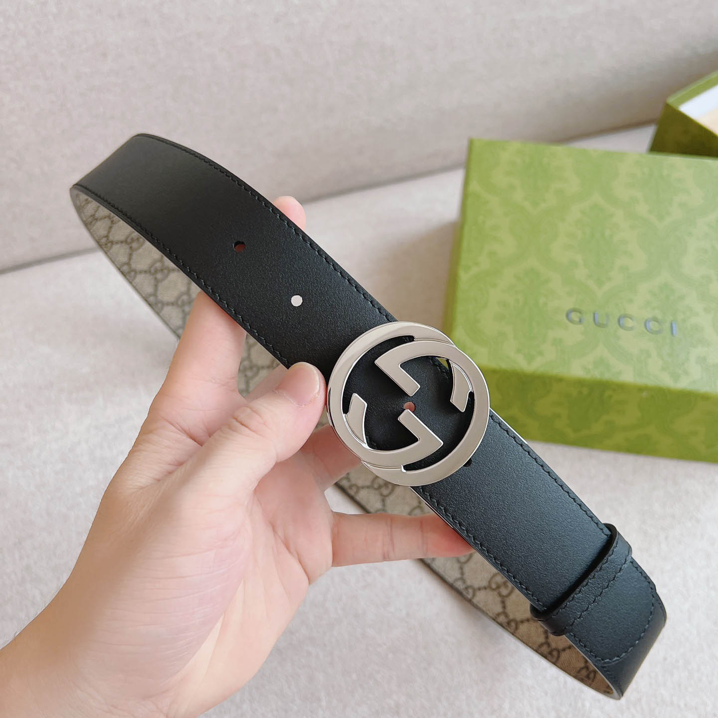Gucci  Reversible Belt With Interlocking G Buckle - DopestKickz