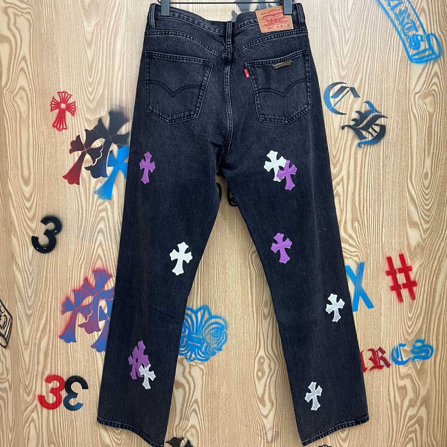 Chrome Hearts Levi’s Cross Patch Jeans - DopestKickz