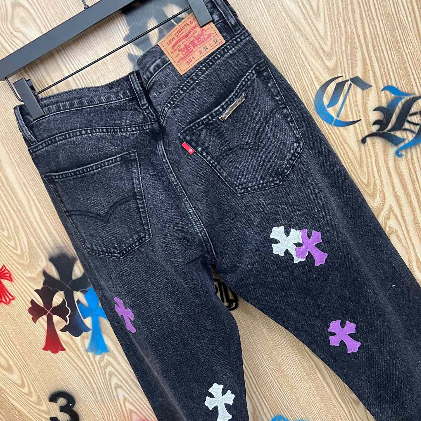 Chrome Hearts Levi’s Cross Patch Jeans - DopestKickz