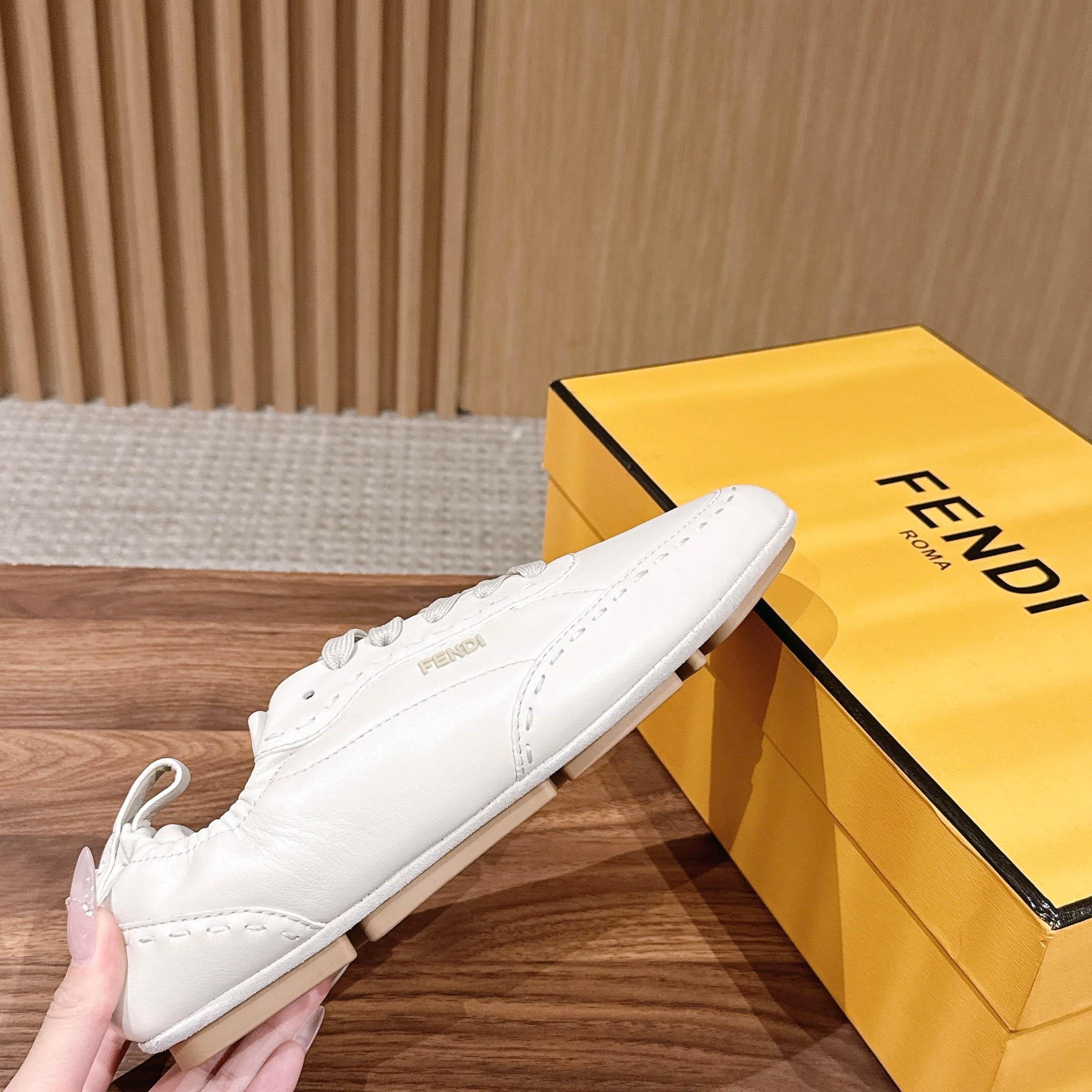 Fendi White Leather Low-Tops Sneakers - DopestKickz