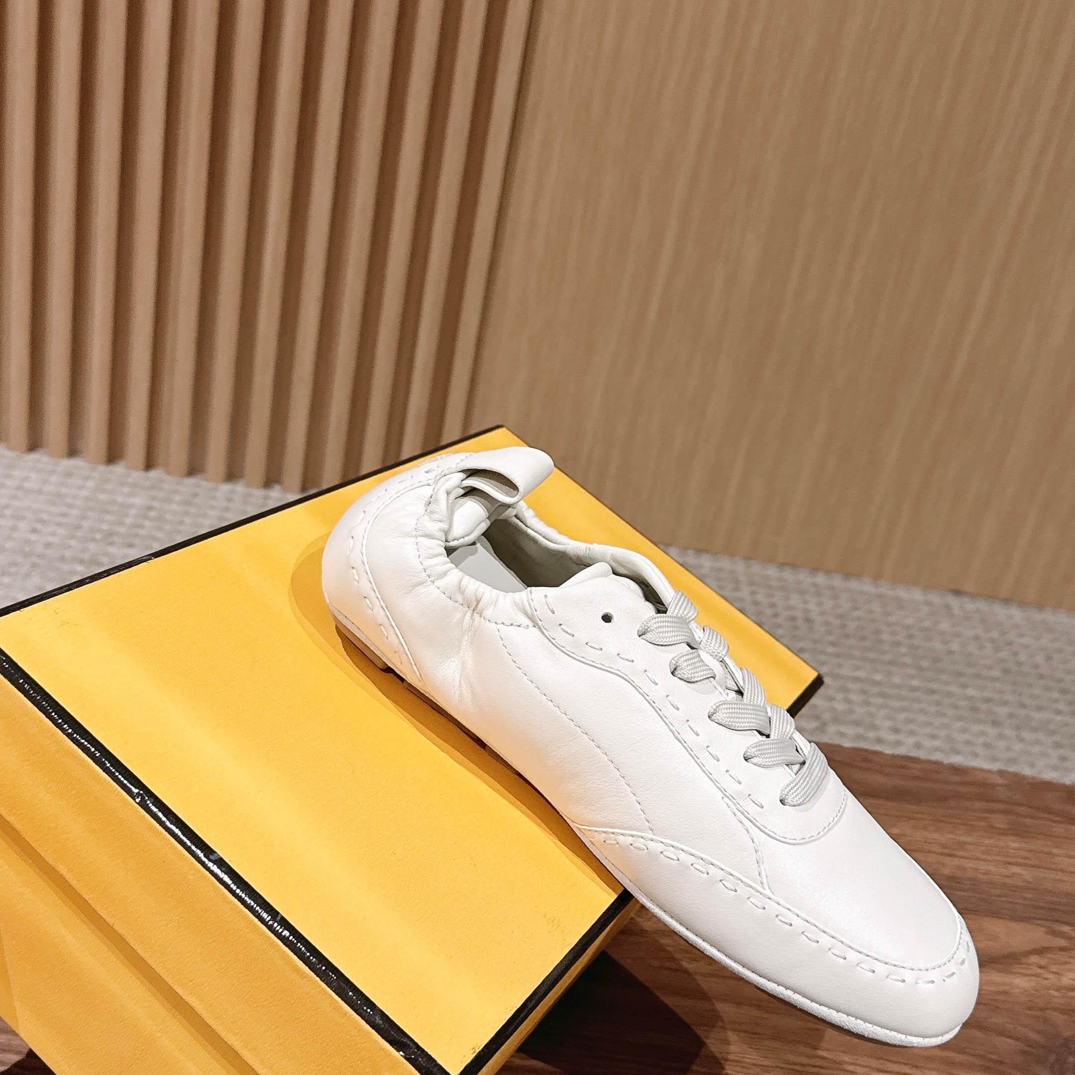 Fendi White Leather Low-Tops Sneakers - DopestKickz