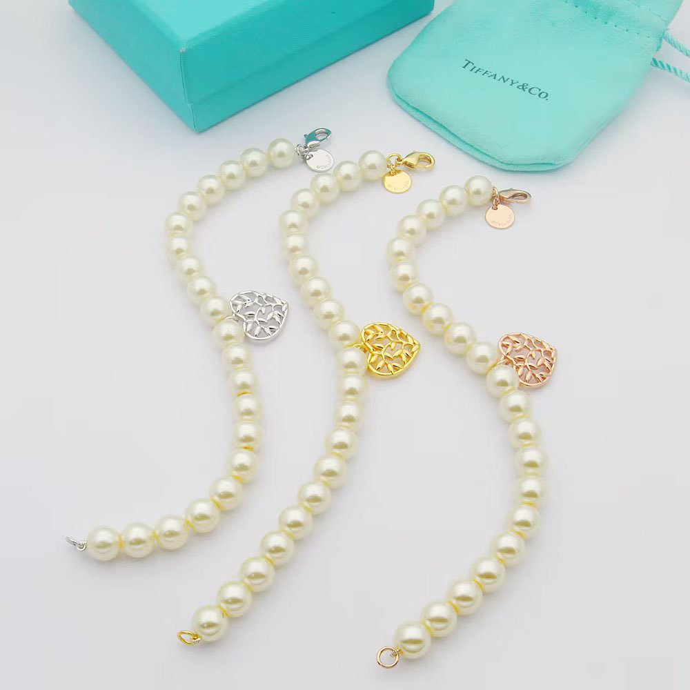 Tiffany Olive Leaf Pearl Heart Bracelet - DopestKickz