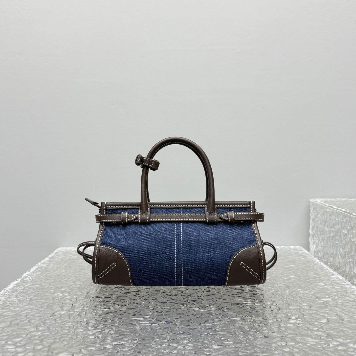 Prada Bonnie Small Denim And Leather Handbag - DopestKickz