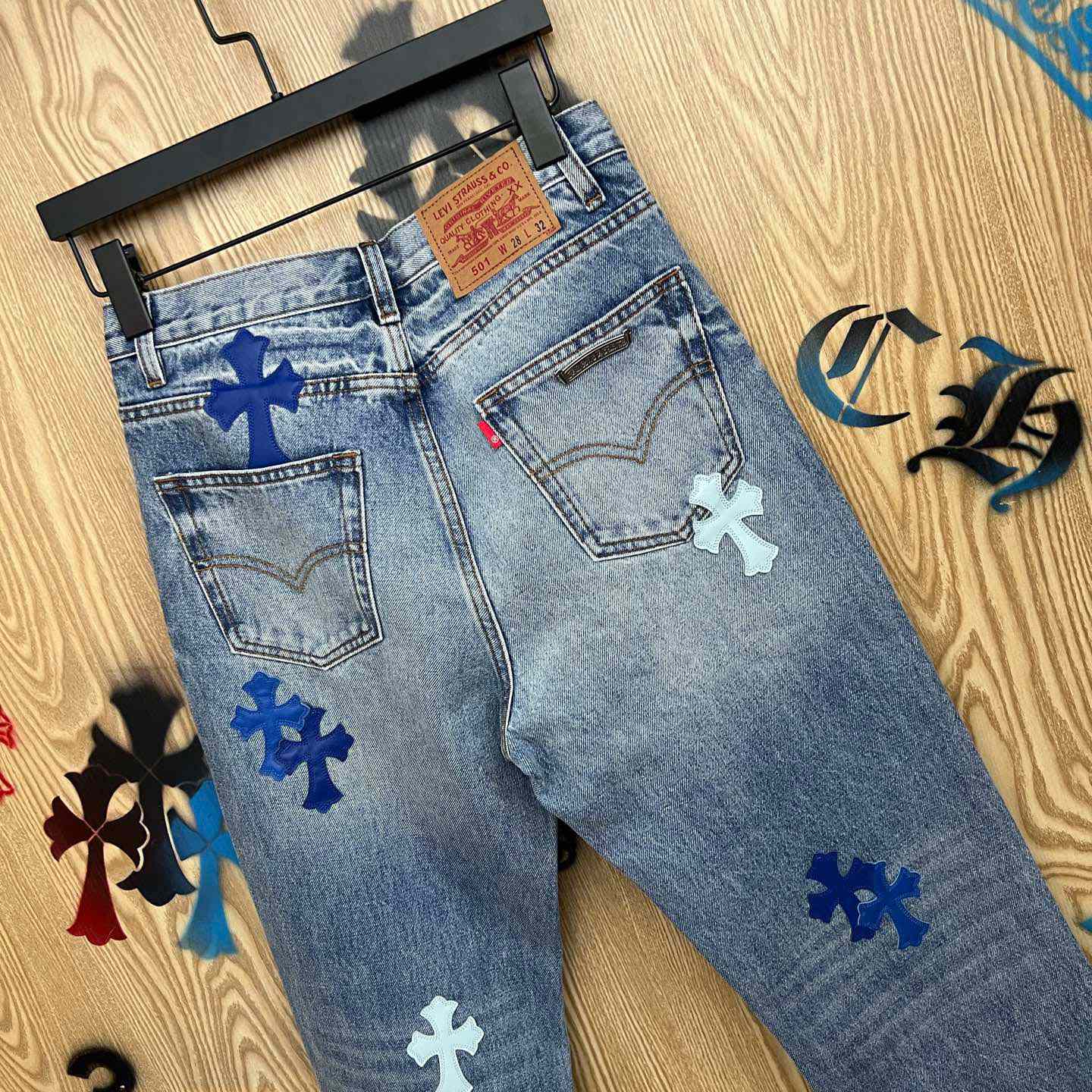Chrome Hearts BLUE TRICOLOR PATCH DENIM - DopestKickz