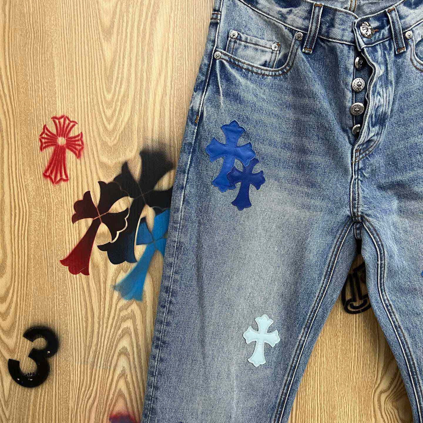 Chrome Hearts BLUE TRICOLOR PATCH DENIM - DopestKickz