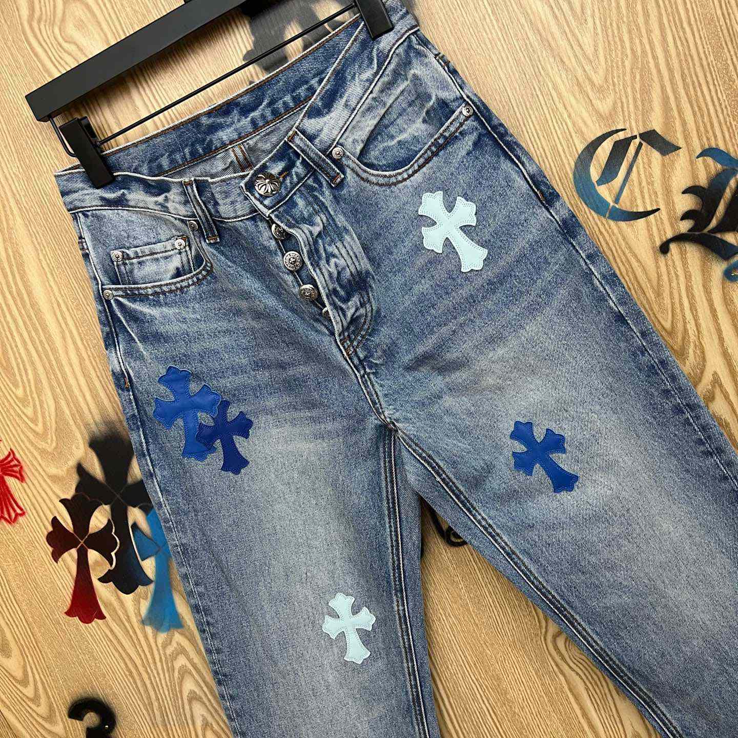 Chrome Hearts BLUE TRICOLOR PATCH DENIM - DopestKickz