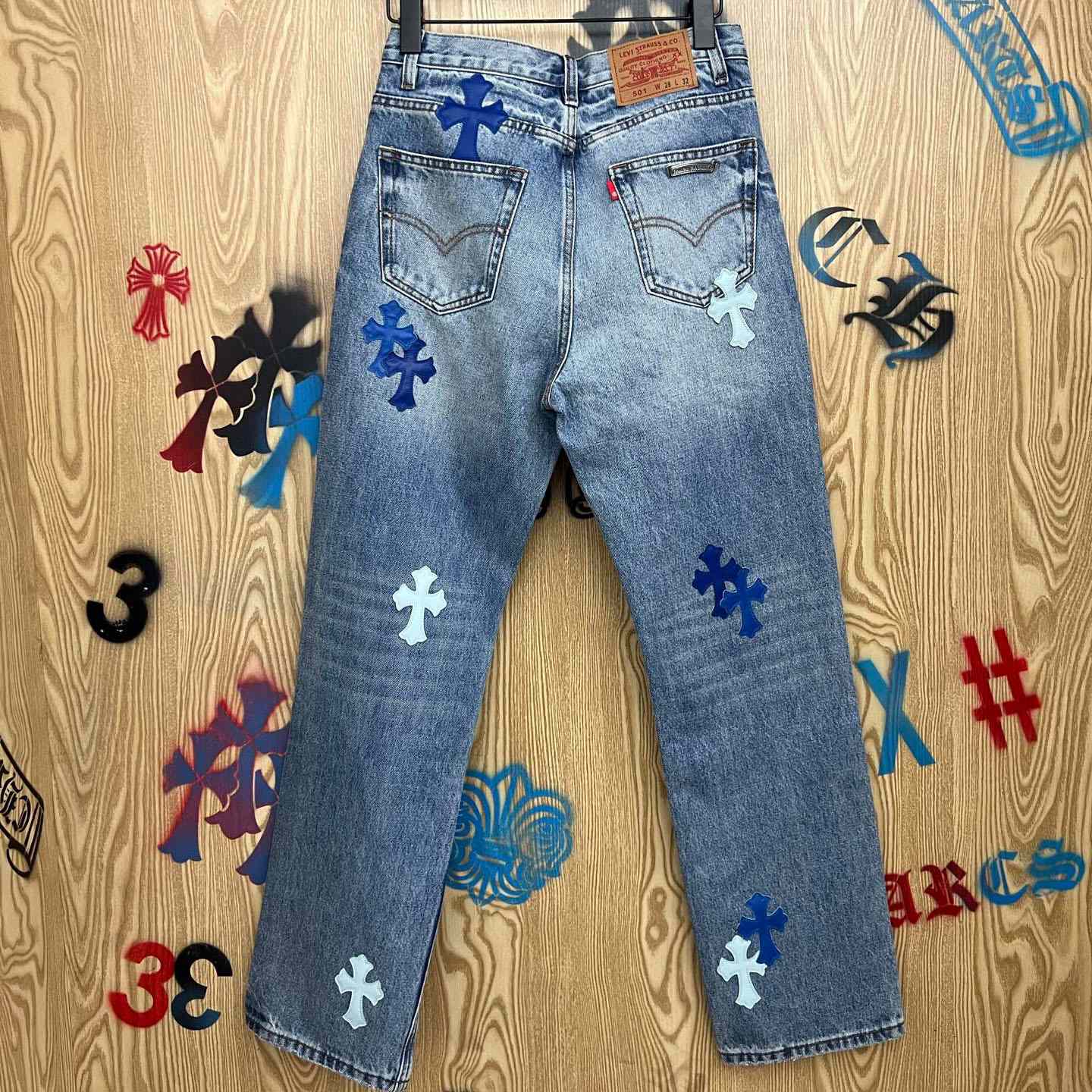 Chrome Hearts BLUE TRICOLOR PATCH DENIM - DopestKickz