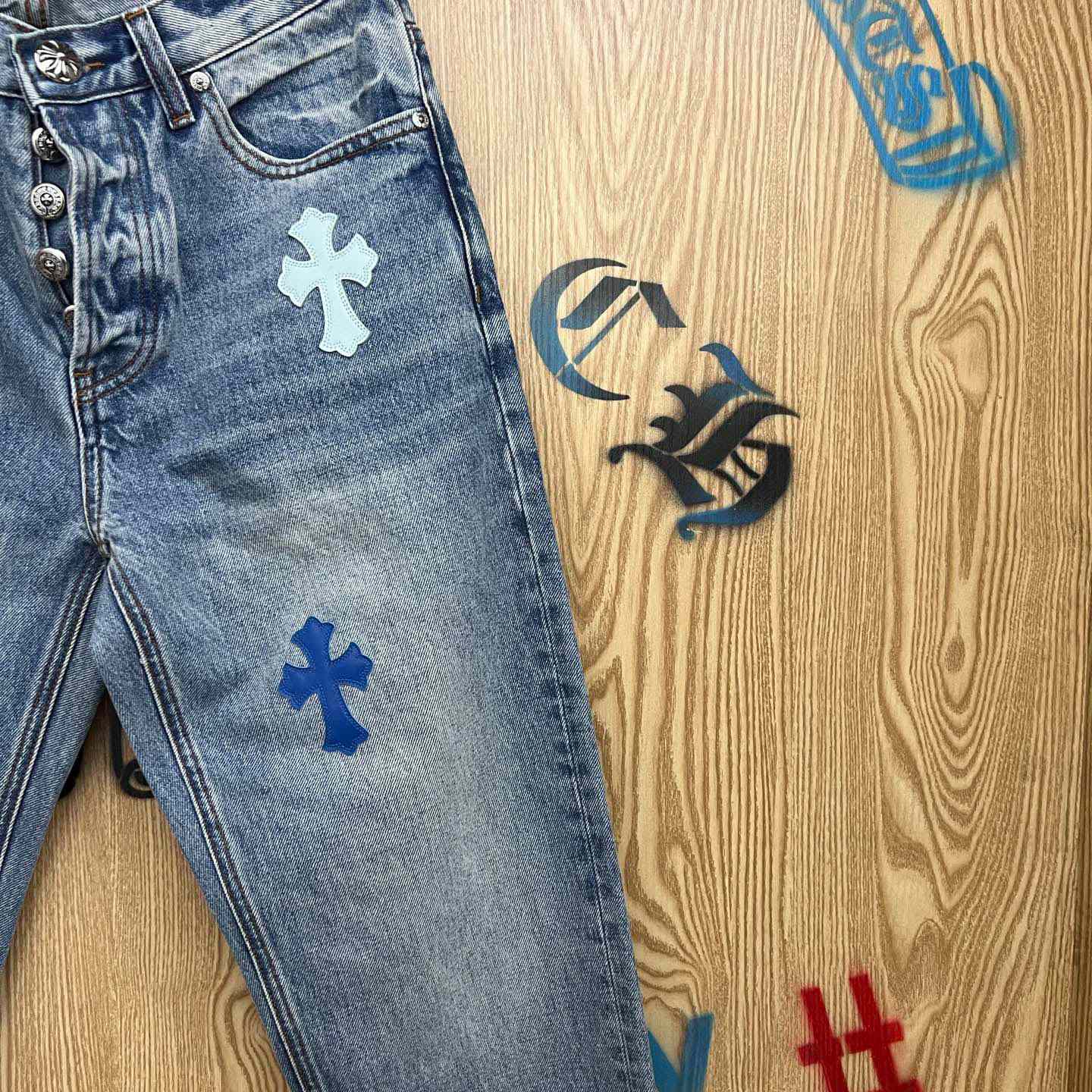 Chrome Hearts BLUE TRICOLOR PATCH DENIM - DopestKickz