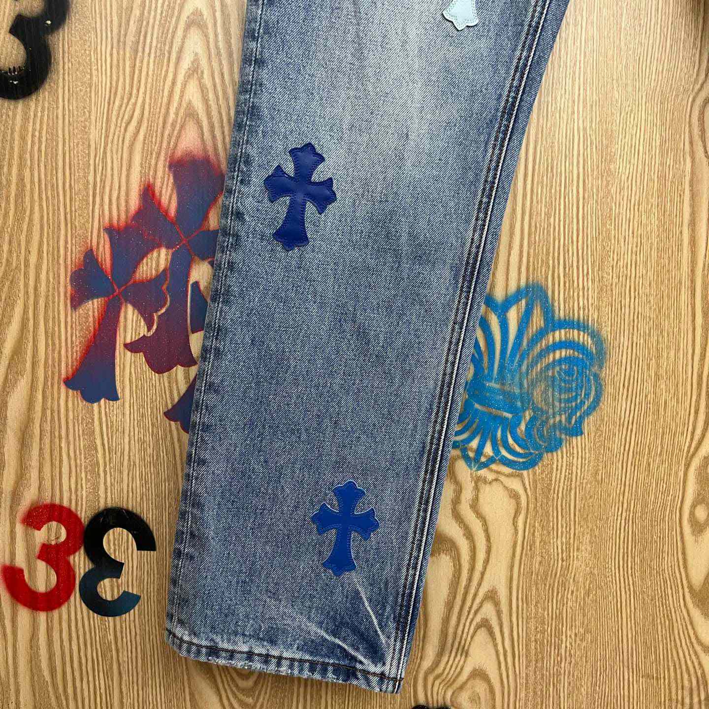 Chrome Hearts BLUE TRICOLOR PATCH DENIM - DopestKickz