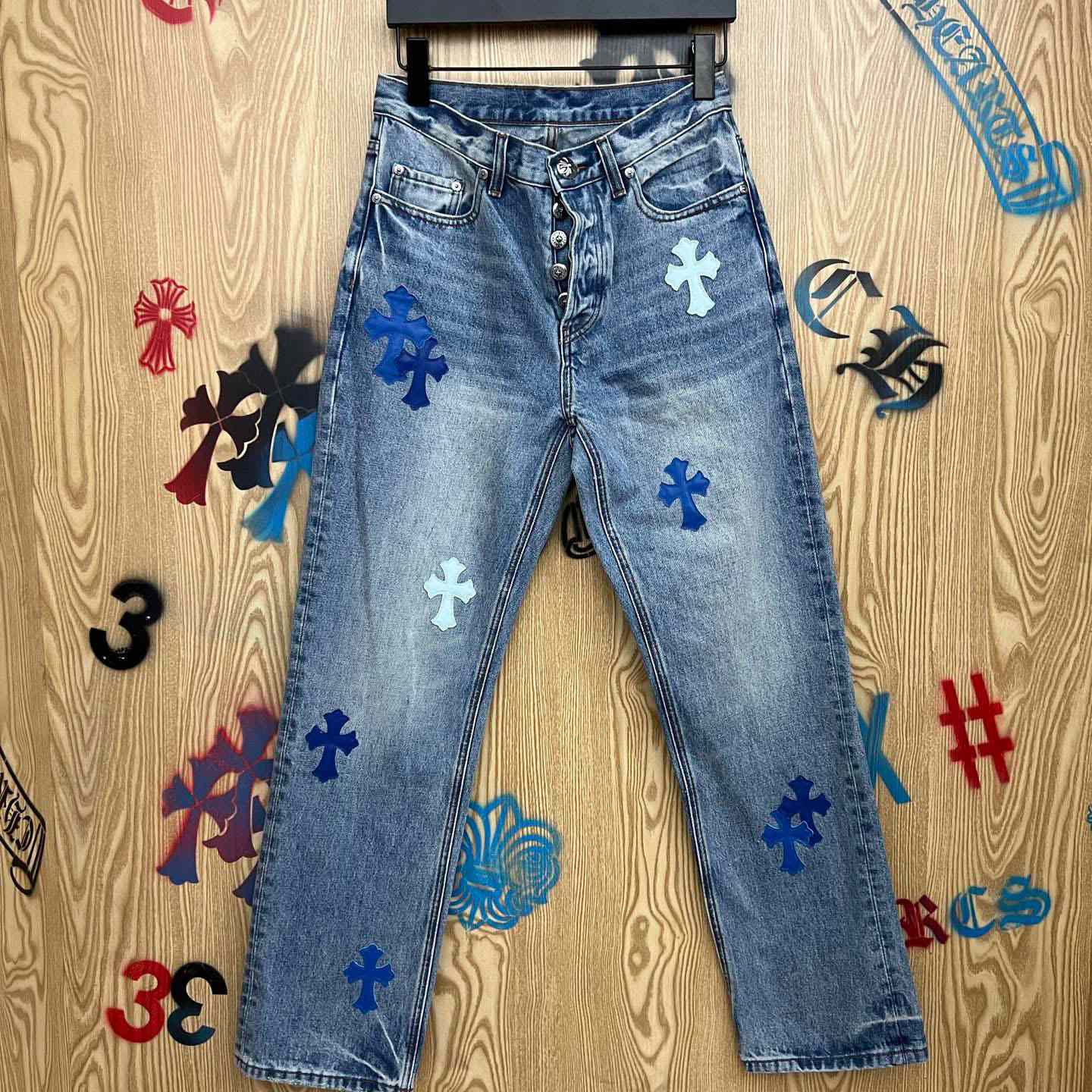 Chrome Hearts BLUE TRICOLOR PATCH DENIM - DopestKickz