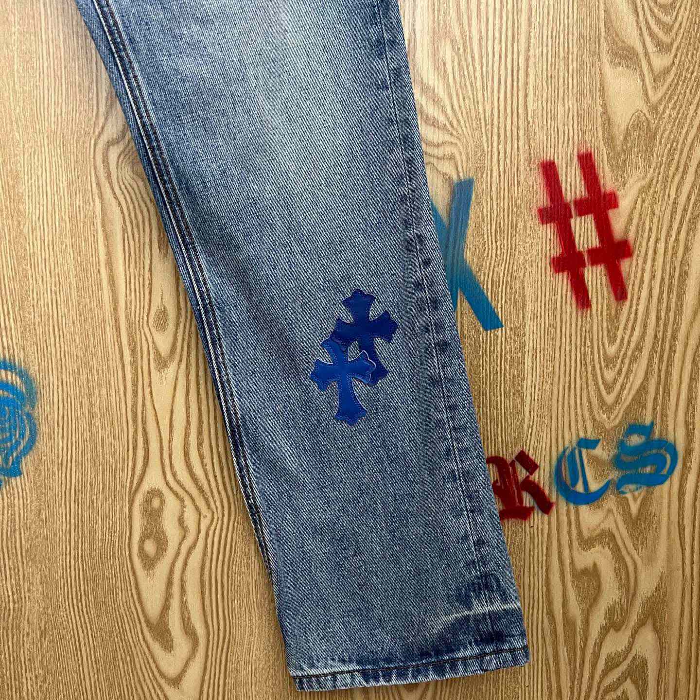 Chrome Hearts BLUE TRICOLOR PATCH DENIM - DopestKickz