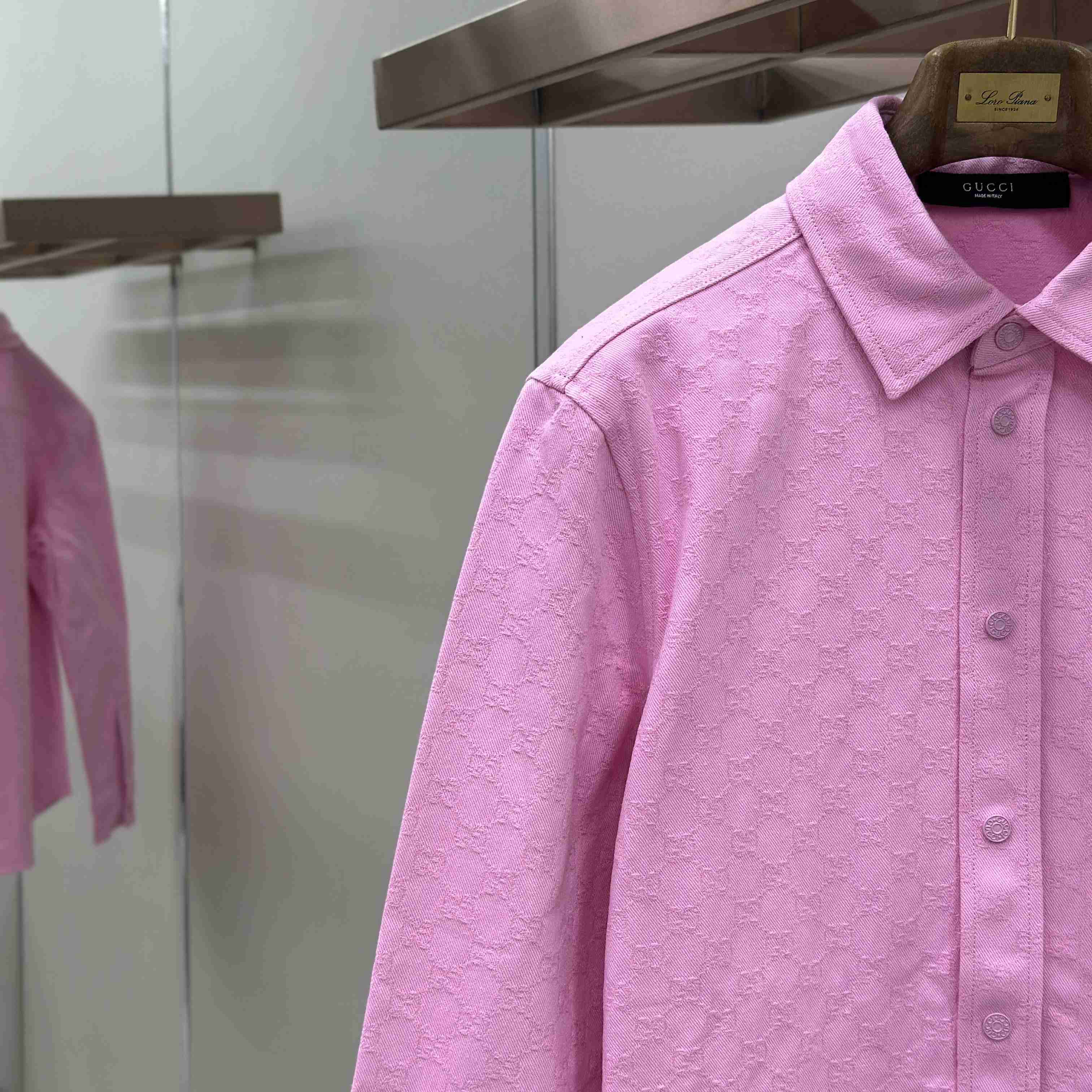 Gucci  Dyed GG Cotton Denim Jacquard Shirt - DopestKickz