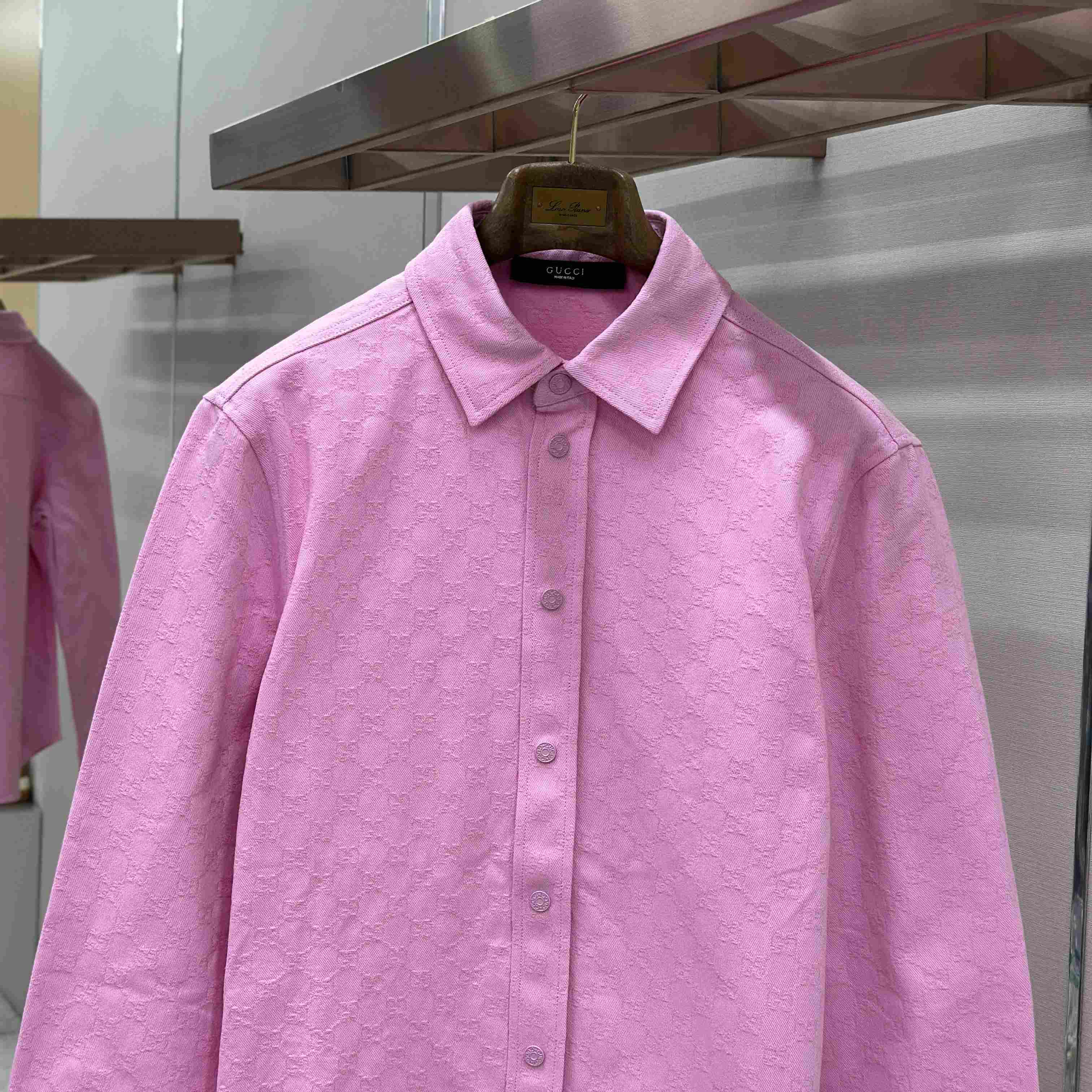 Gucci  Dyed GG Cotton Denim Jacquard Shirt - DopestKickz