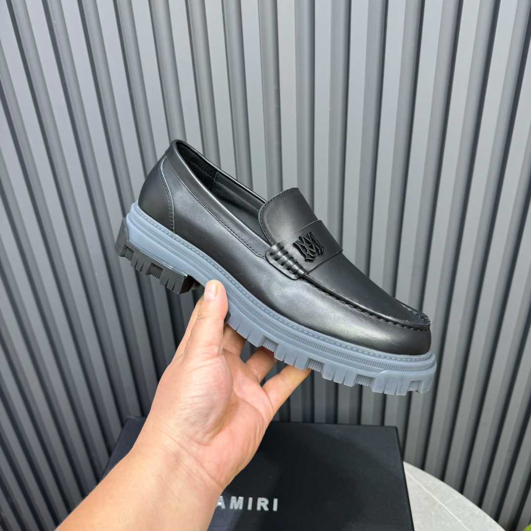 Amiri Black Military Slip-On Loafers - DopestKickz