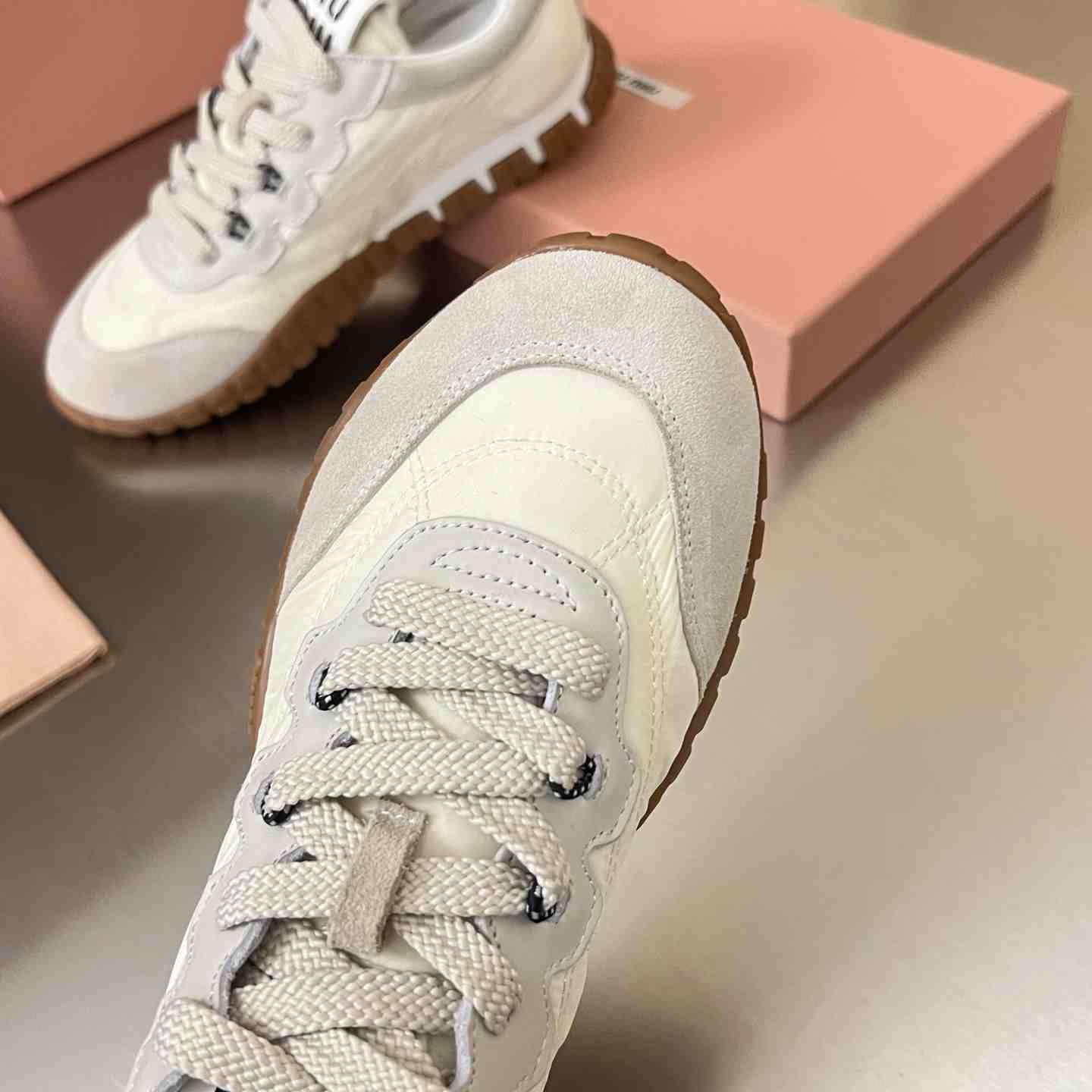Miu Miu Tyre Technical Fabric And Suede Sneakers - DopestKickz
