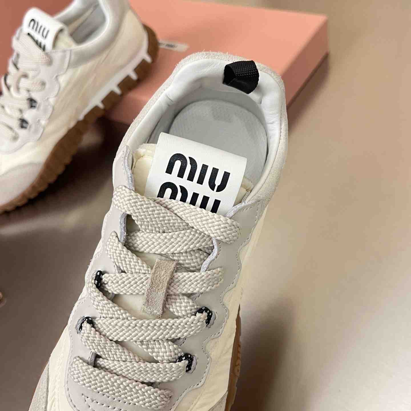Miu Miu Tyre Technical Fabric And Suede Sneakers - DopestKickz