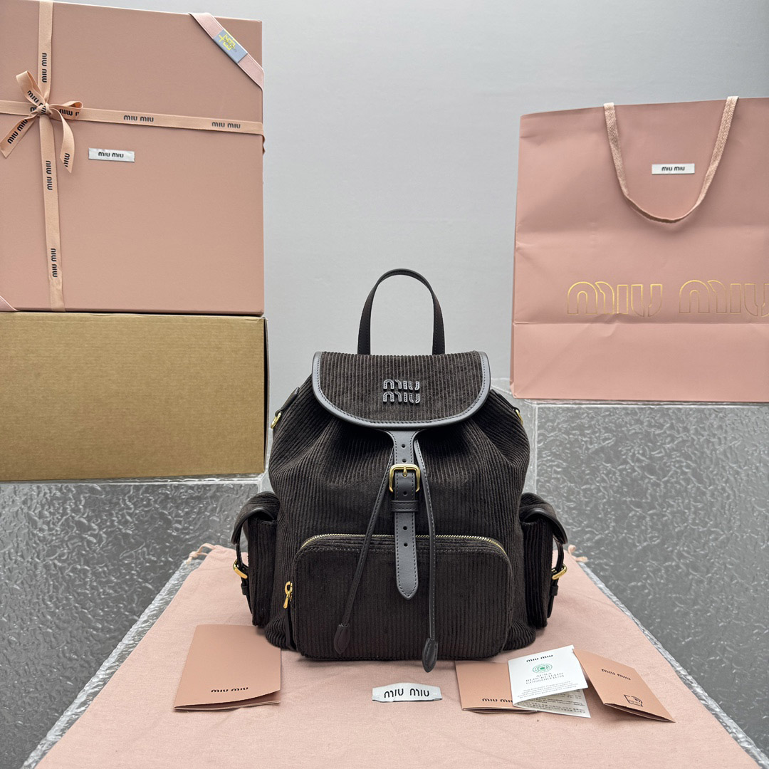 Miu Miu  Large Corduroy Backpack - DopestKickz