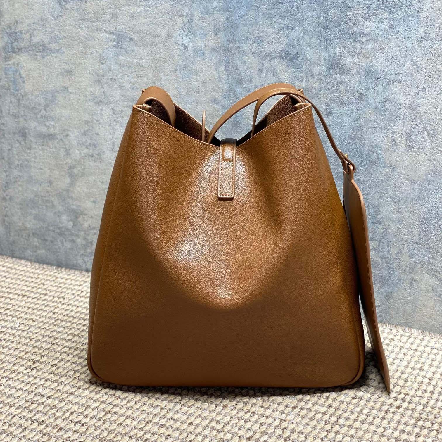 Saint Laurent LE 5 À 7 Supple LARGE In Grained Leather - DopestKickz