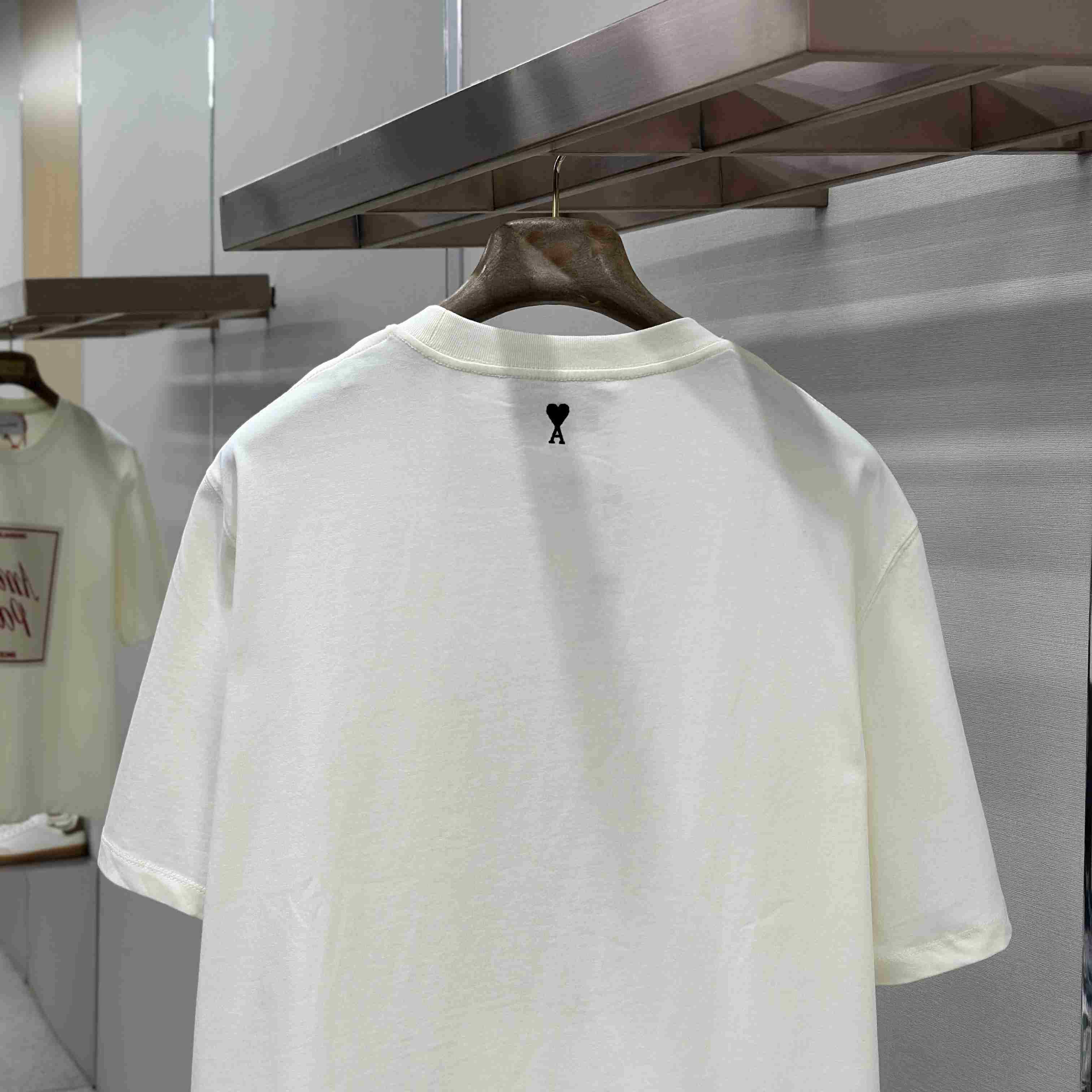 AMI Paris White Cotton Ami Paris Heritage Print T-shirt - DopestKickz