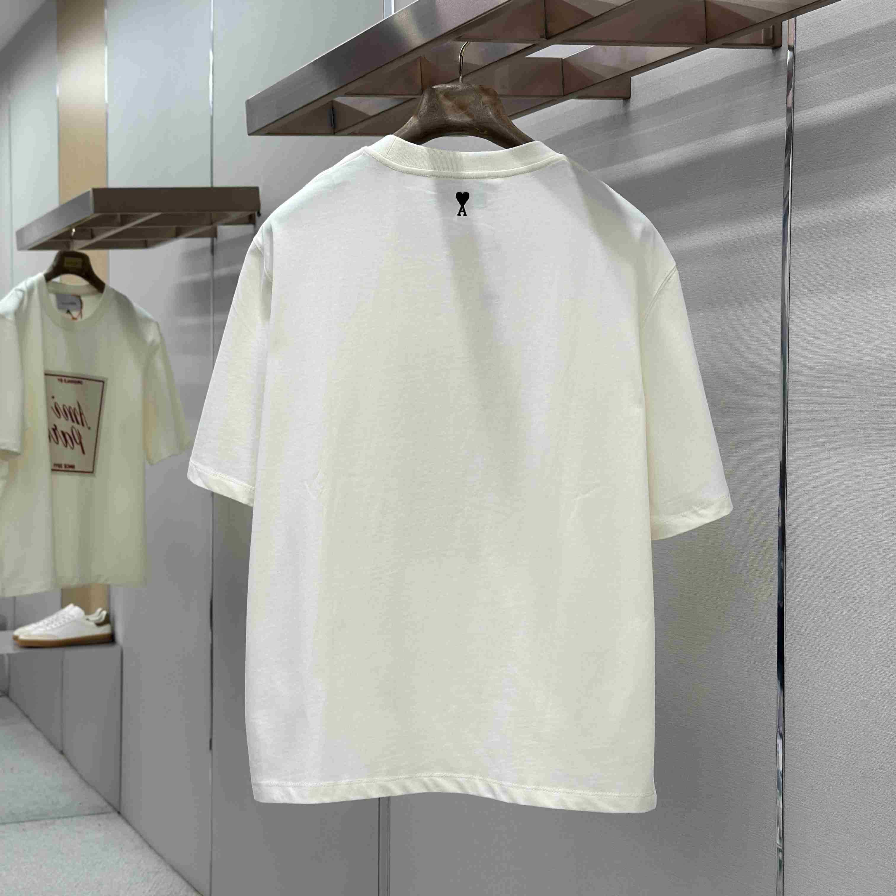AMI Paris White Cotton Ami Paris Heritage Print T-shirt - DopestKickz