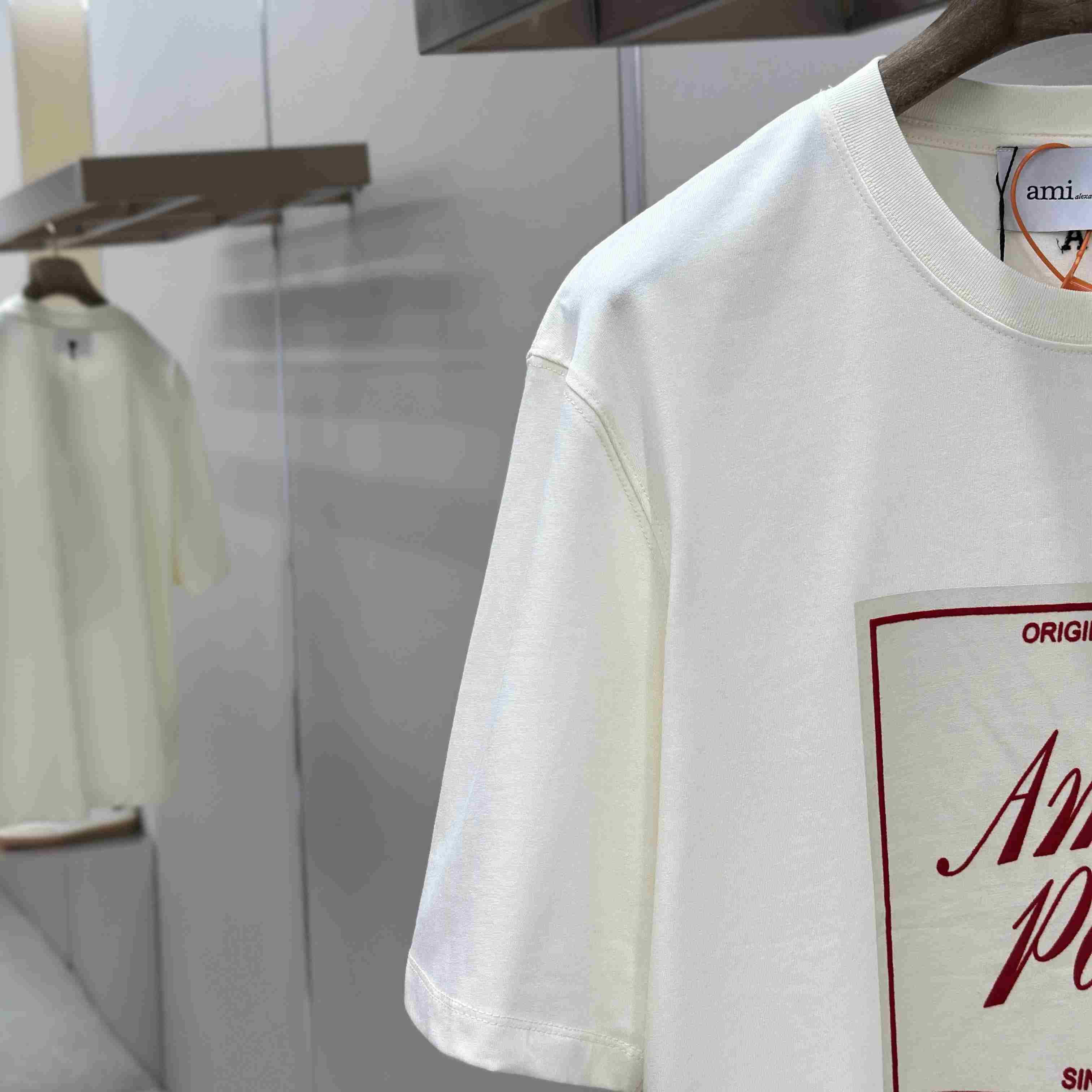 AMI Paris White Cotton Ami Paris Heritage Print T-shirt - DopestKickz