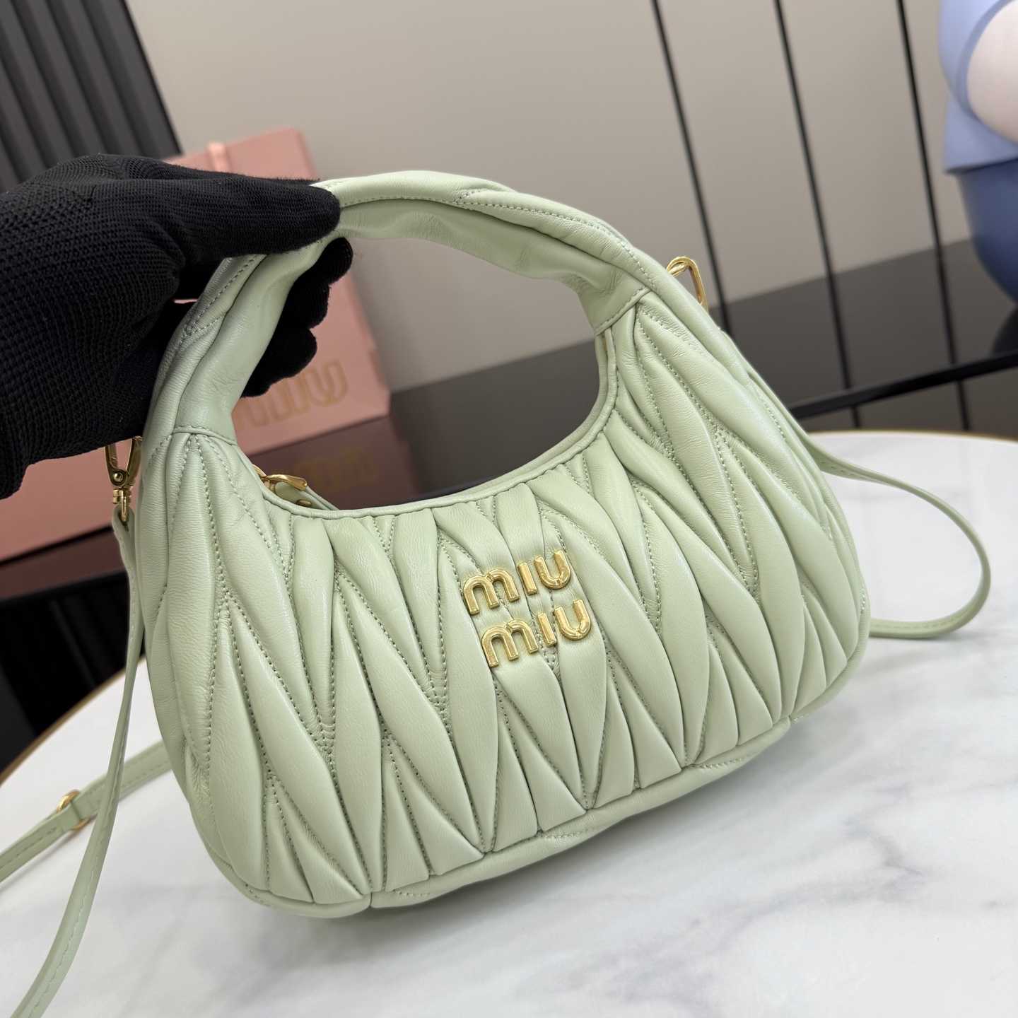 Miu Miu Wander Matelassé Nappa Leather Hobo Bag  - DopestKickz
