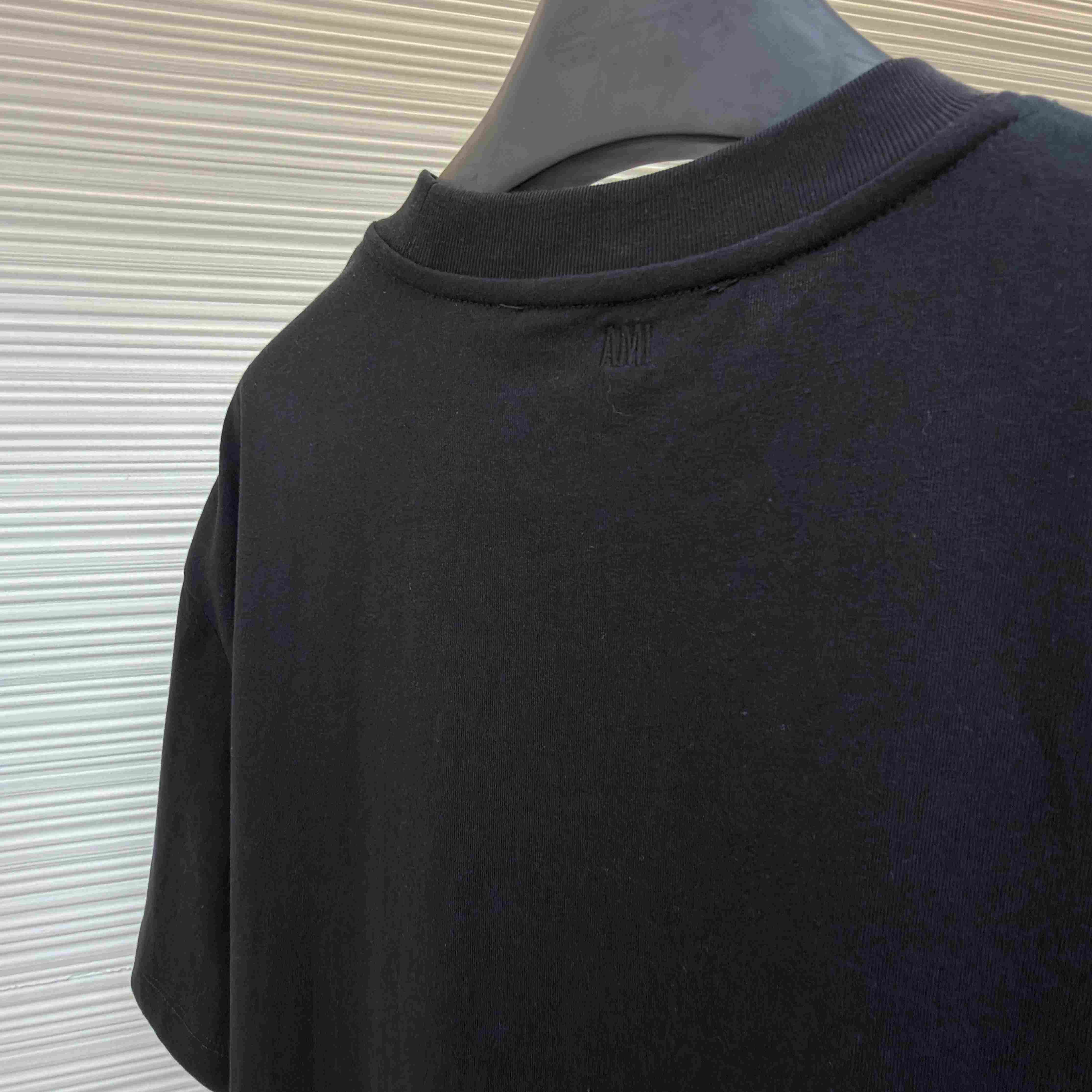 AMI Paris Black Cotton Ami De Coeur T-shirt - DopestKickz