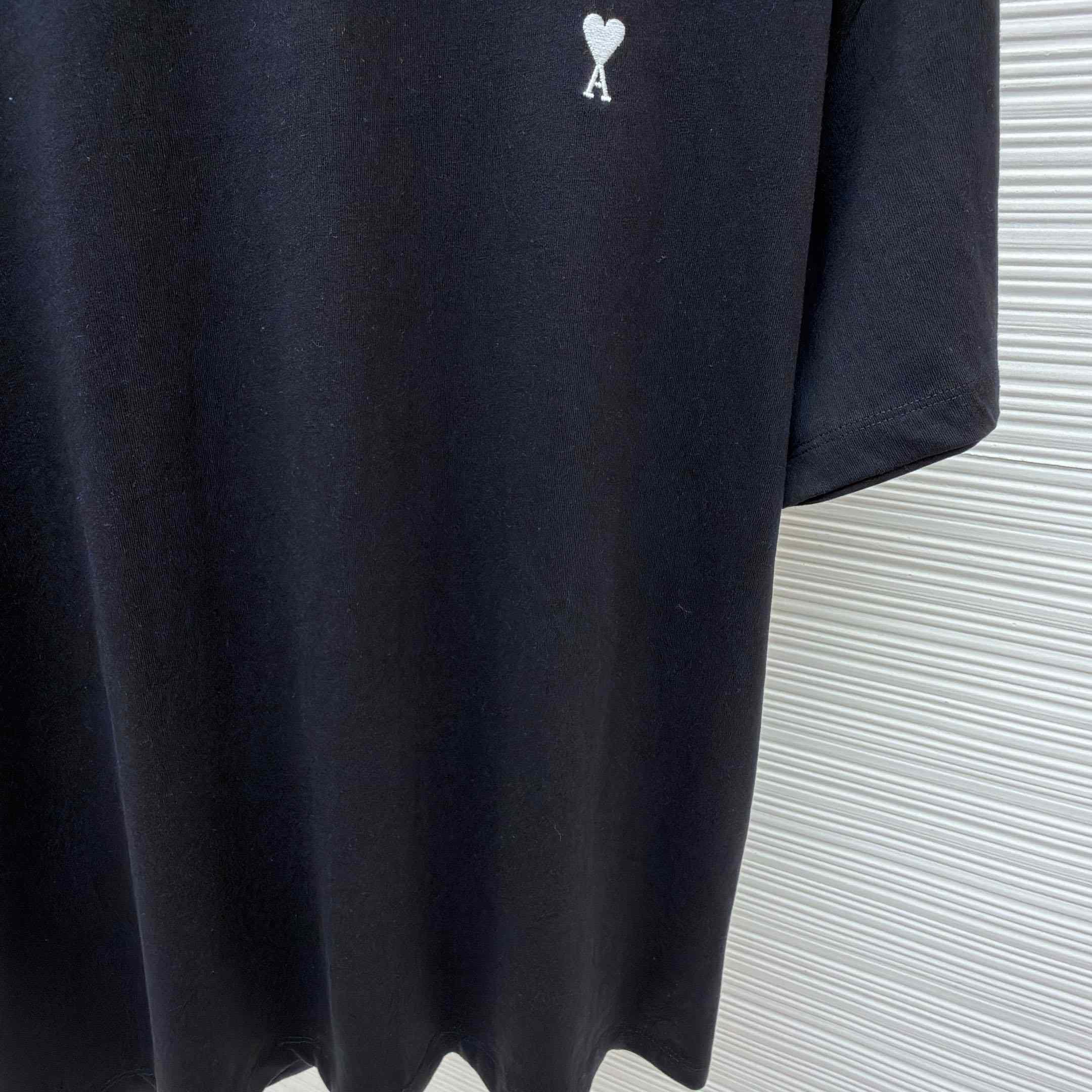 AMI Paris Black Cotton Ami De Coeur T-shirt - DopestKickz