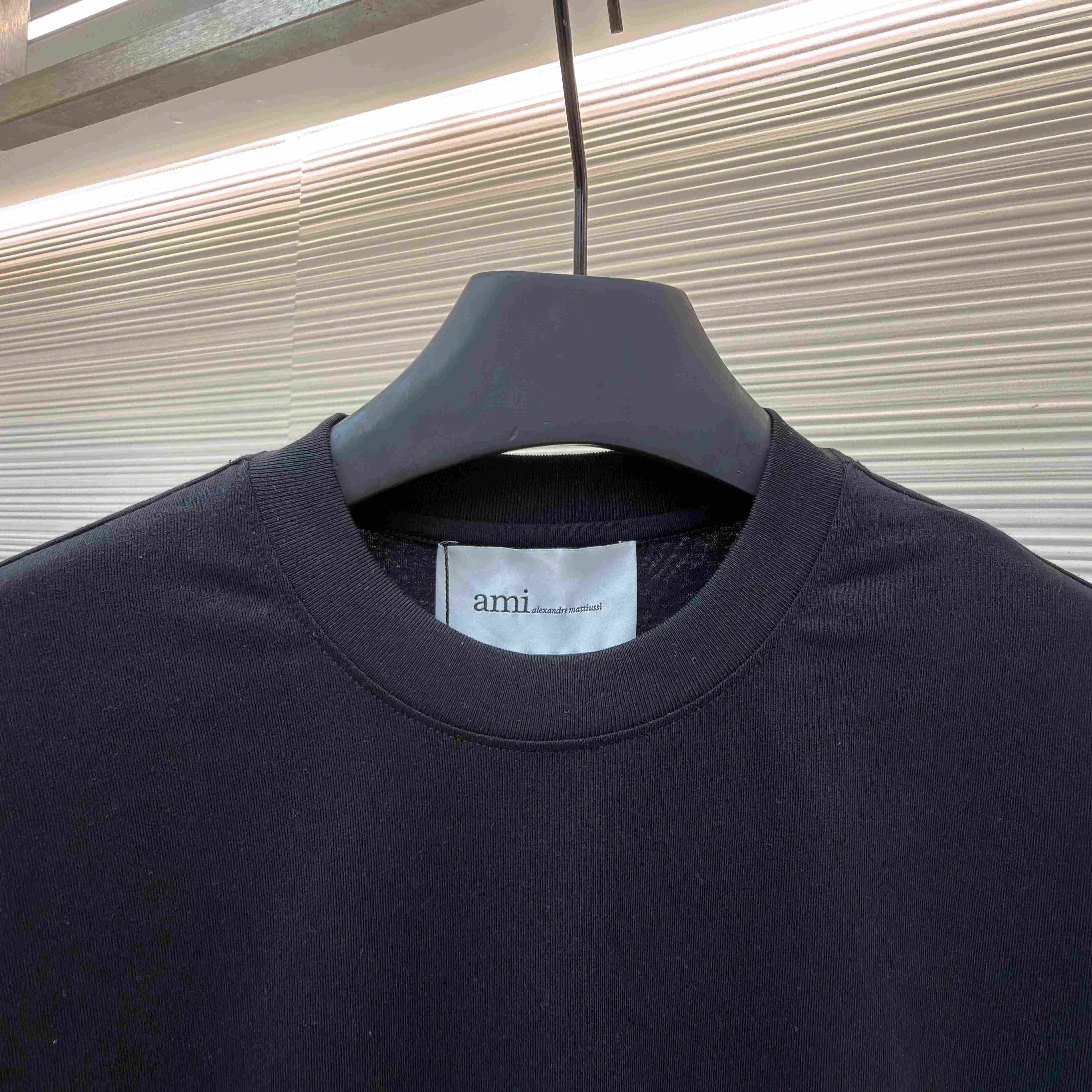 AMI Paris Black Cotton Ami De Coeur T-shirt - DopestKickz