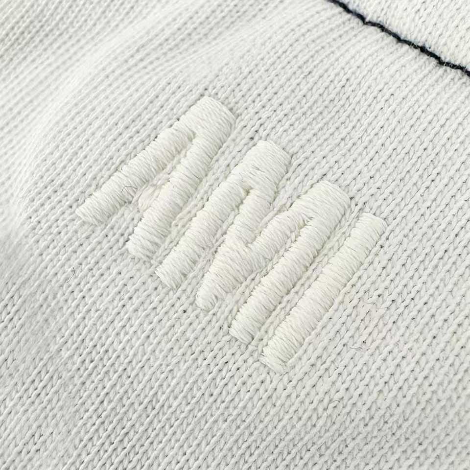 AMI Paris White And Blue Cotton Ami De Coeur Knitted Patch T-shirt - DopestKickz