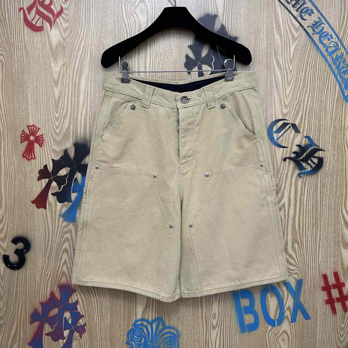 Chrome Hearts Double Knee Cross Patch Shorts - DopestKickz